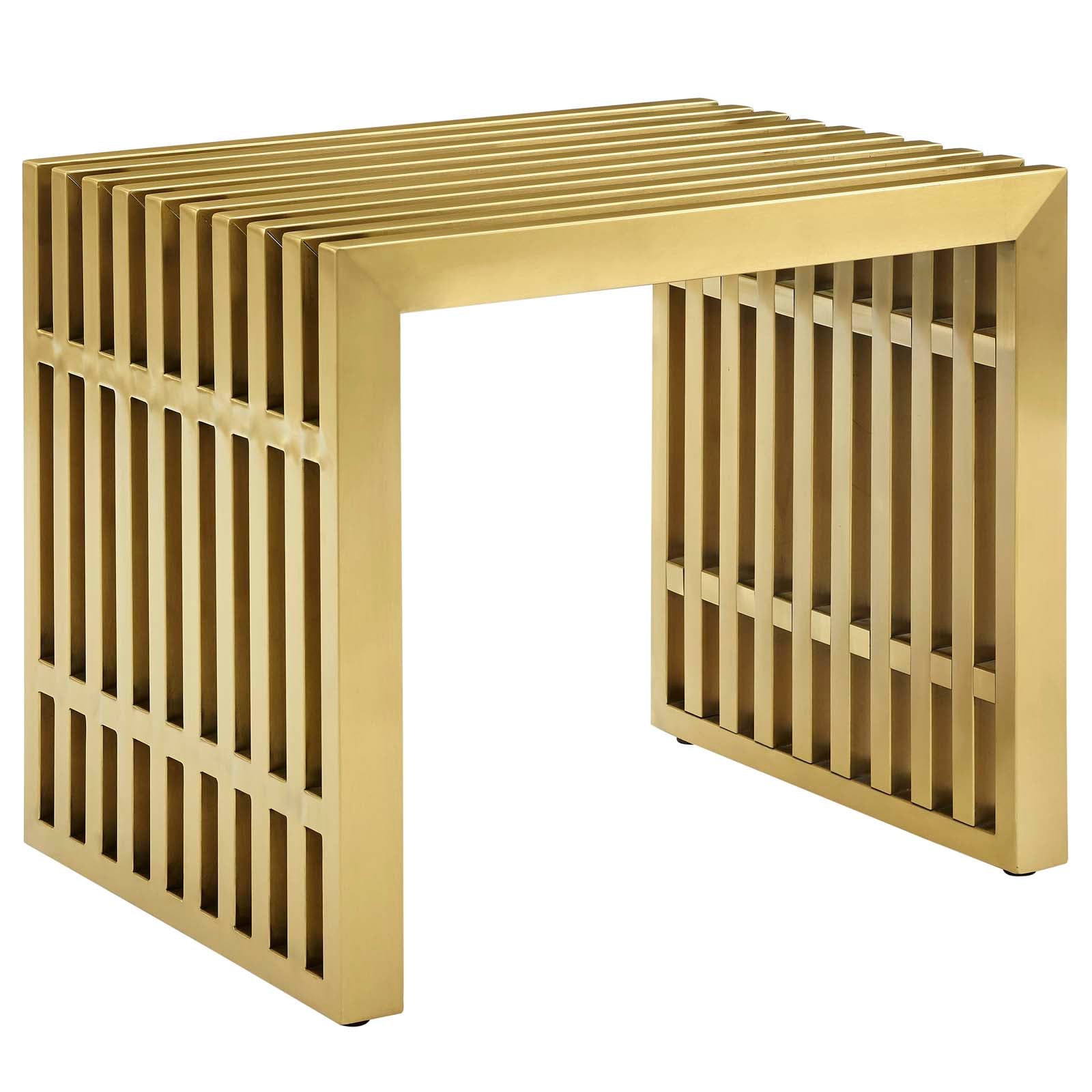 Modway Benches - Gridiron Small Stainless Steel Bench Gold