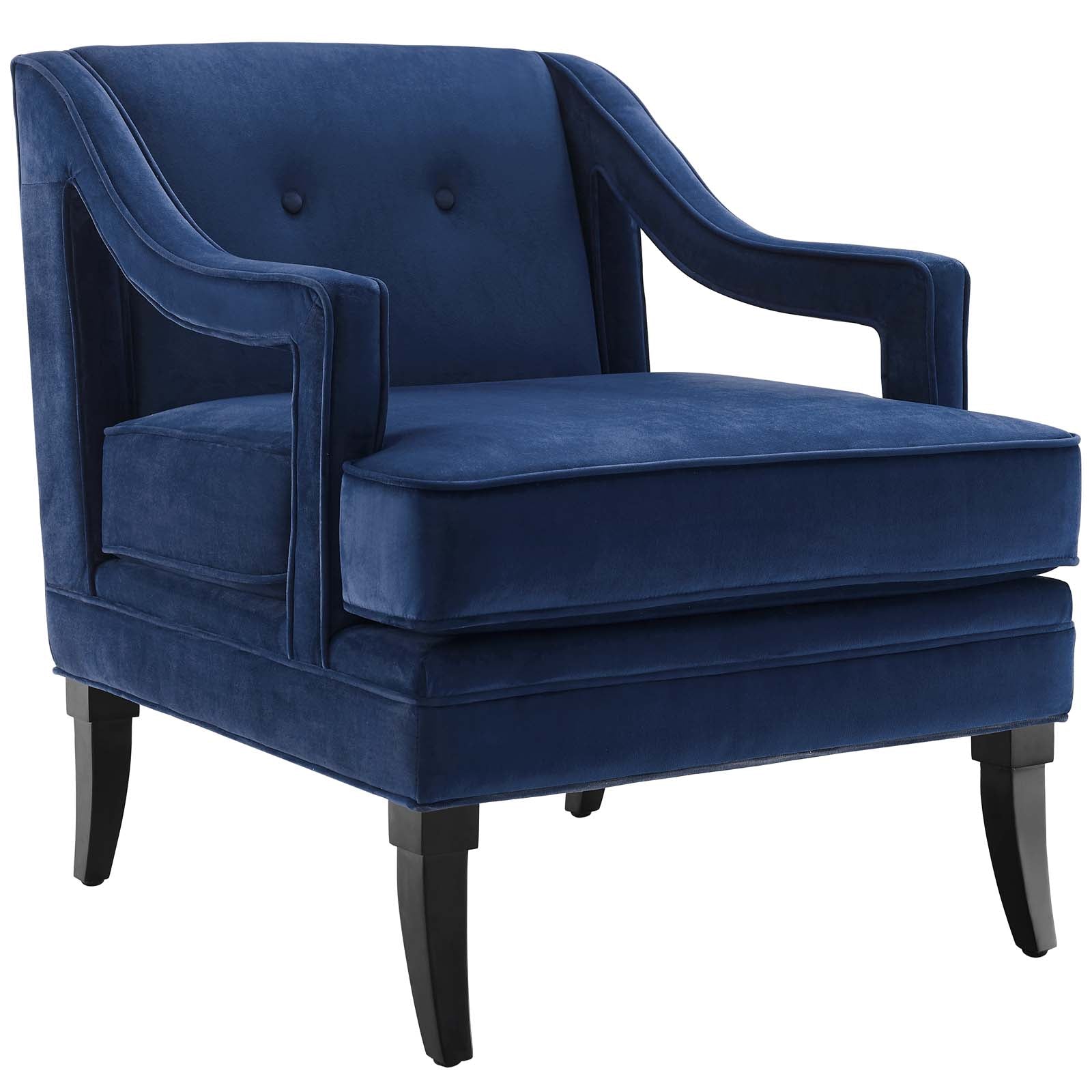 Modway Accent Chairs - Concur Button Tufted Performance Velvet Armchair Navy
