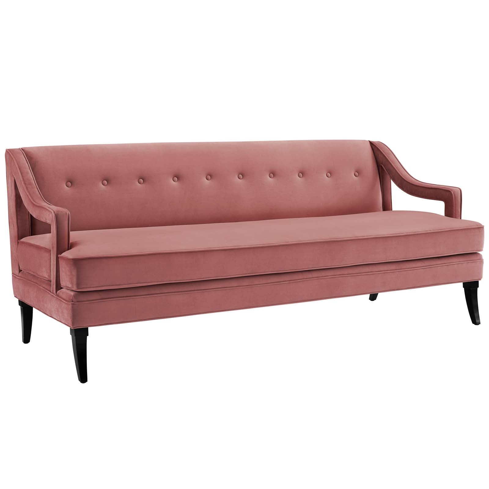 Modway Sofas & Couches - Concur Button Tufted Performance Velvet Sofa Dusty Rose