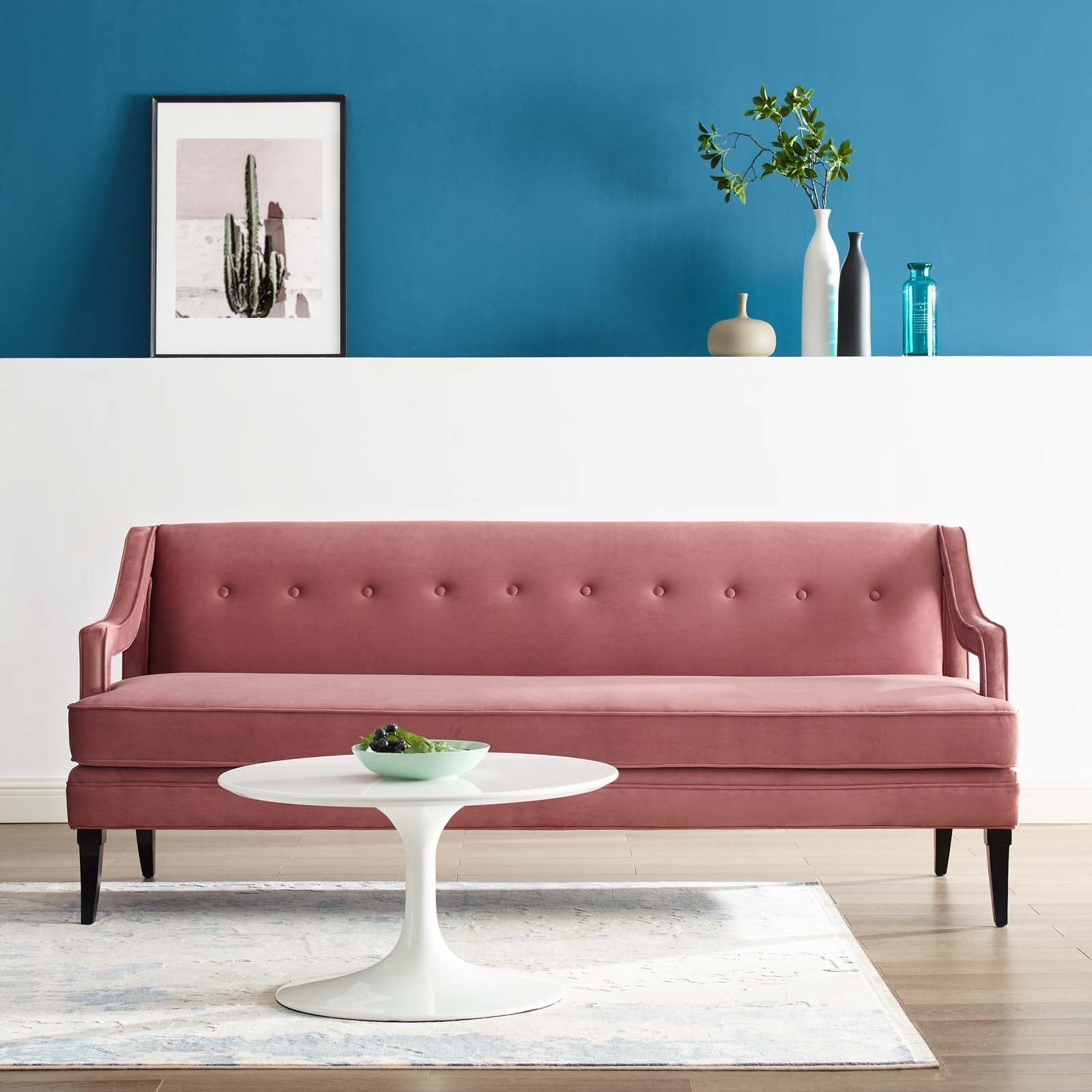 Modway Sofas & Couches - Concur Button Tufted Performance Velvet Sofa Dusty Rose