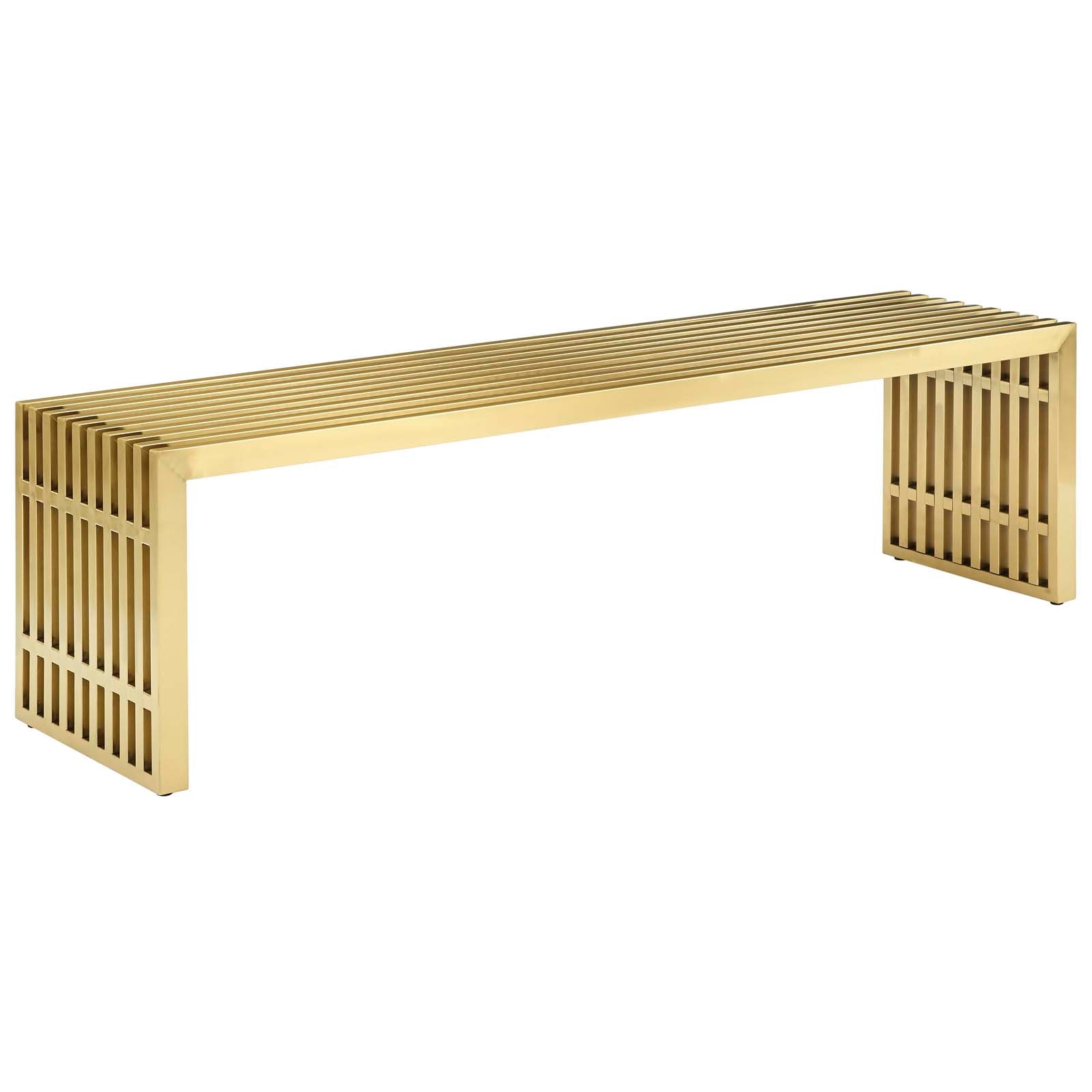 Modway Benches - Gridiron Large Stainless Steel Bench Gold