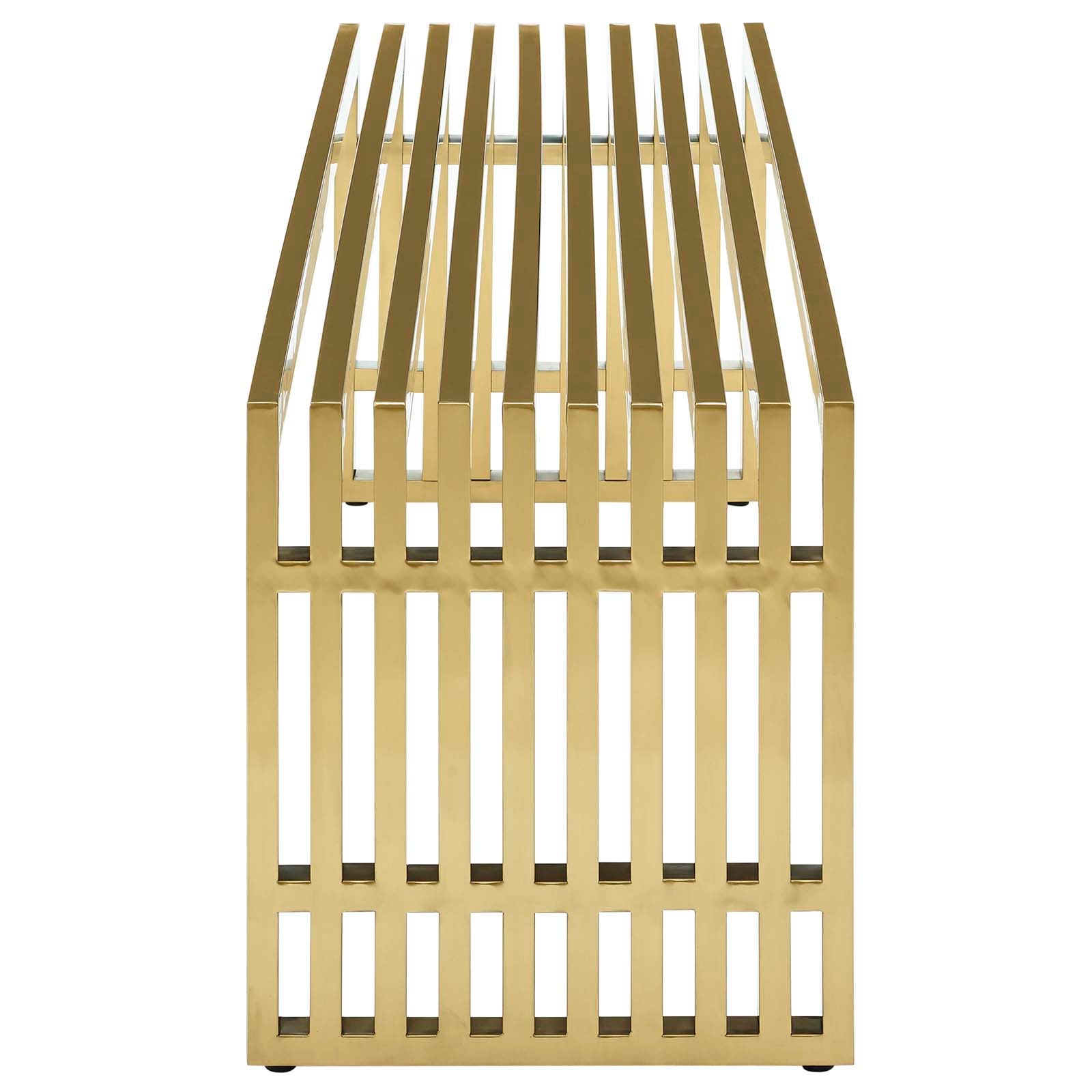 Modway Benches - Gridiron Large Stainless Steel Bench Gold