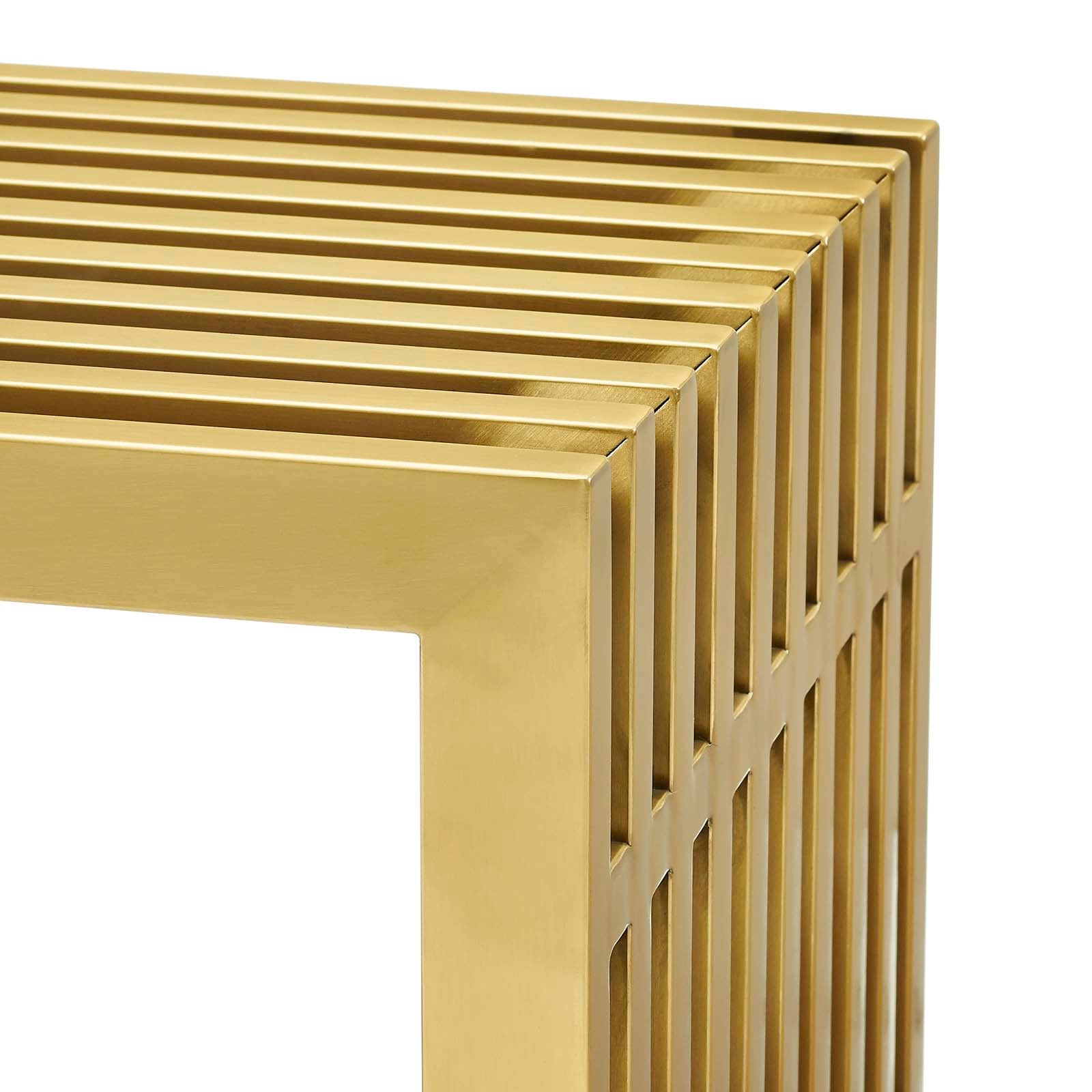 Modway Benches - Gridiron Large Stainless Steel Bench Gold