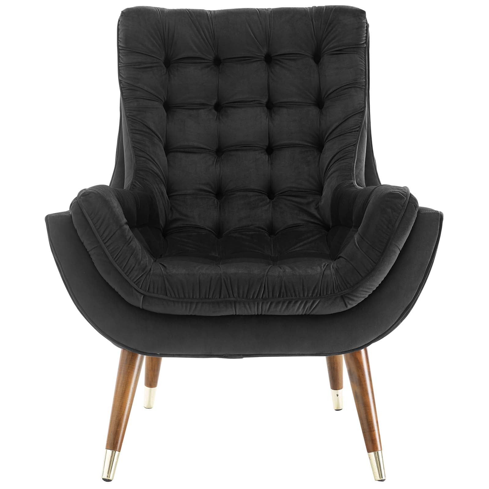 Modway Accent Chairs - Suggest Button Tufted Performance Velvet Lounge Chair Black