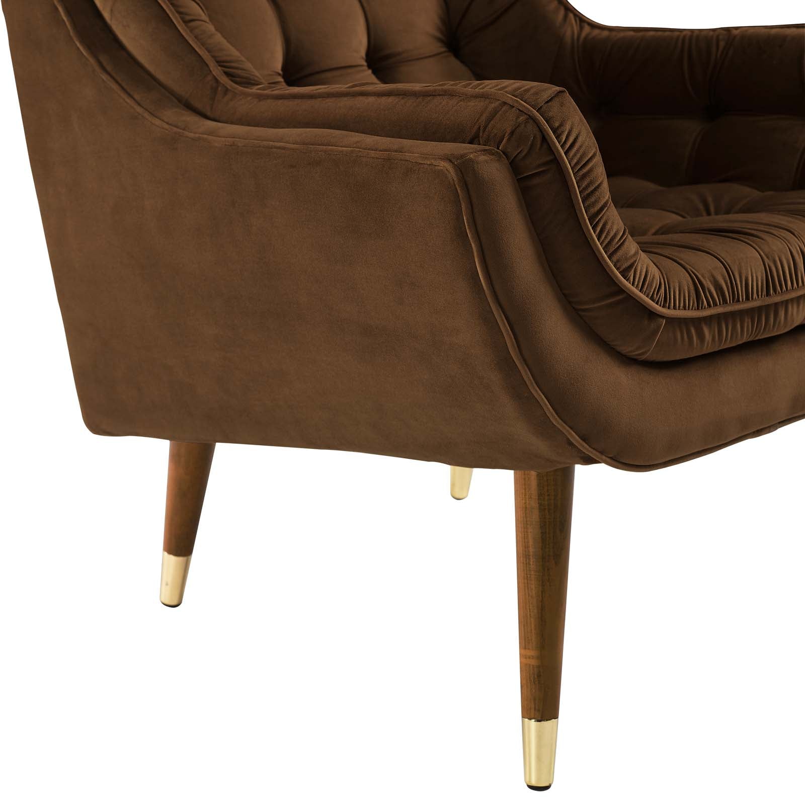 Modway Accent Chairs - Suggest Button Tufted Performance Velvet Lounge Chair Brown