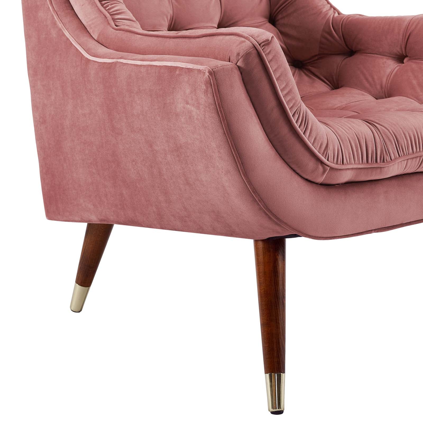 Modway Accent Chairs - Suggest Button Tufted Performance Velvet Lounge Chair Dusty Rose