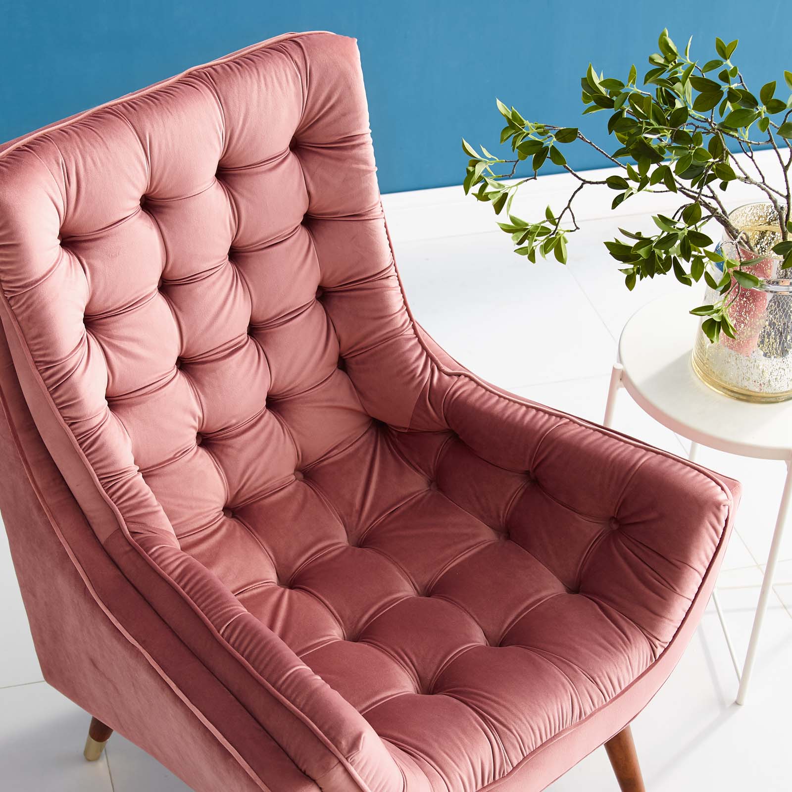 Modway Accent Chairs - Suggest Button Tufted Performance Velvet Lounge Chair Dusty Rose