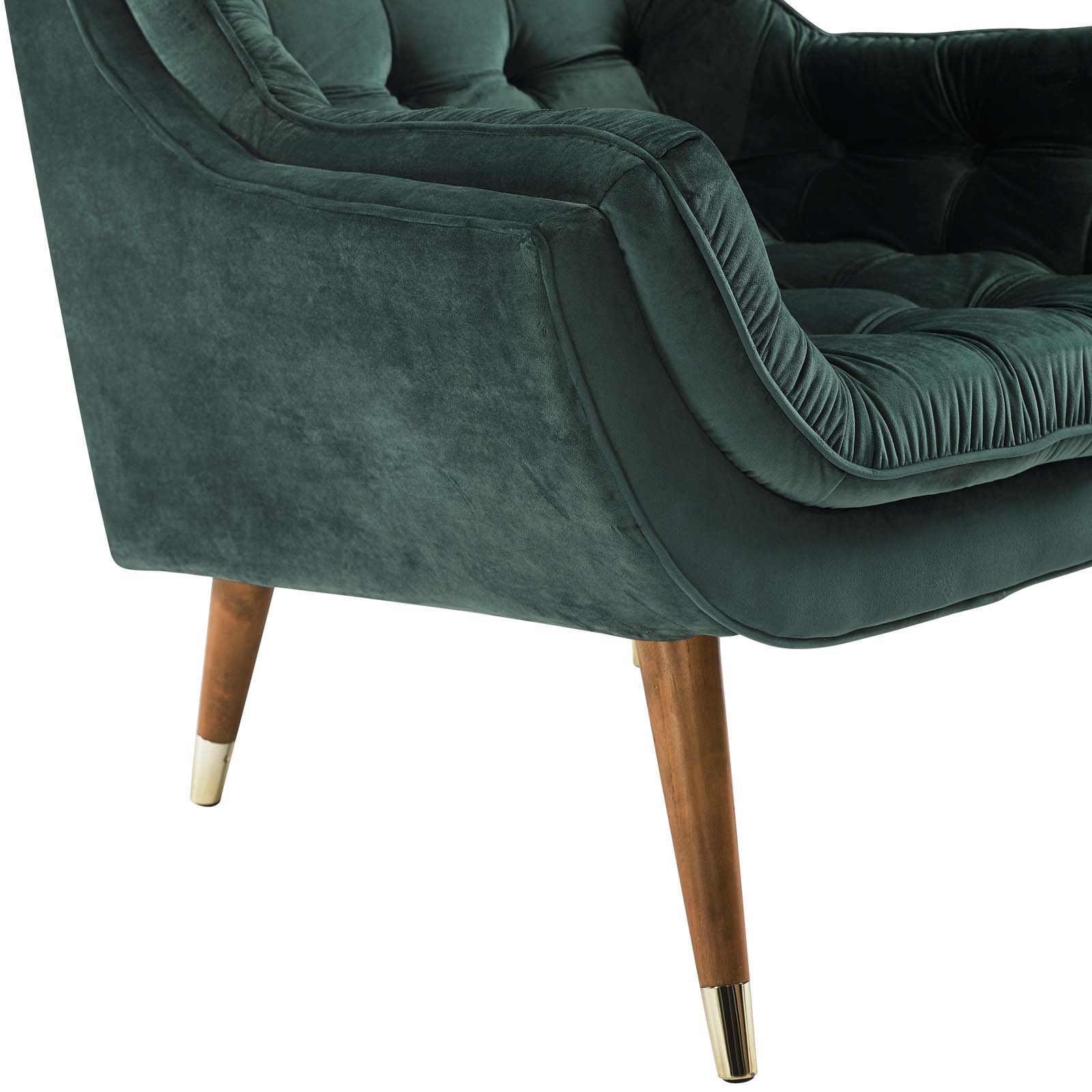 Modway Accent Chairs - Suggest Button Tufted Performance Velvet Lounge Chair Green