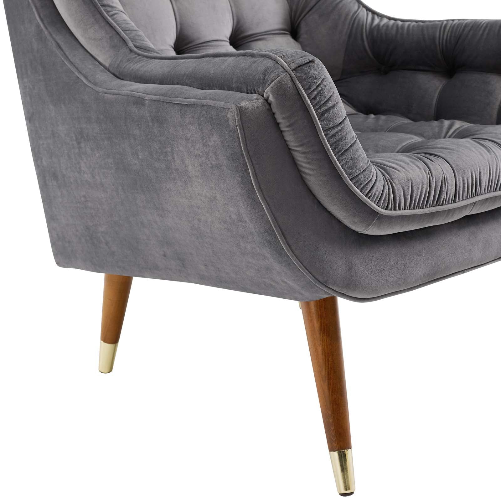 Modway Accent Chairs - Suggest Button Tufted Performance Velvet Lounge Chair Gray