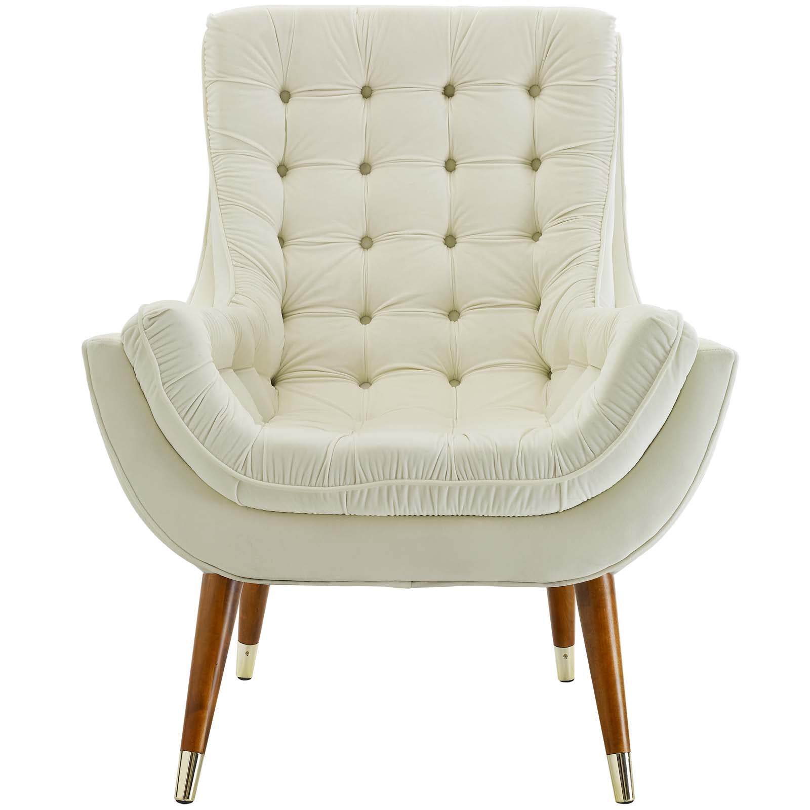 Modway Accent Chairs - Suggest Button Tufted Performance Velvet Lounge Chair Ivory