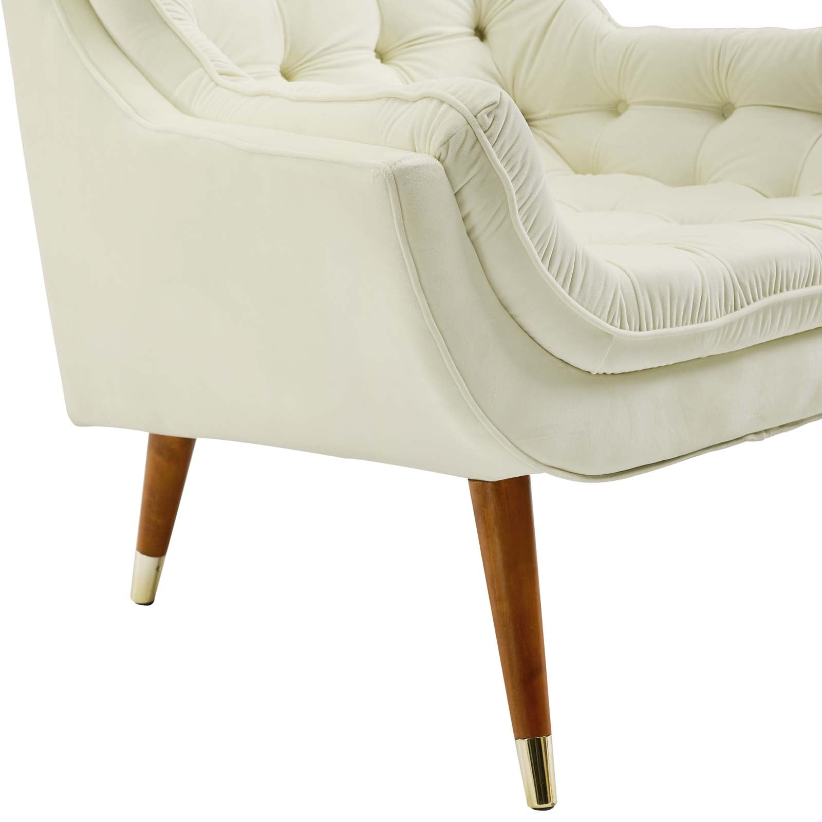 Modway Accent Chairs - Suggest Button Tufted Performance Velvet Lounge Chair Ivory