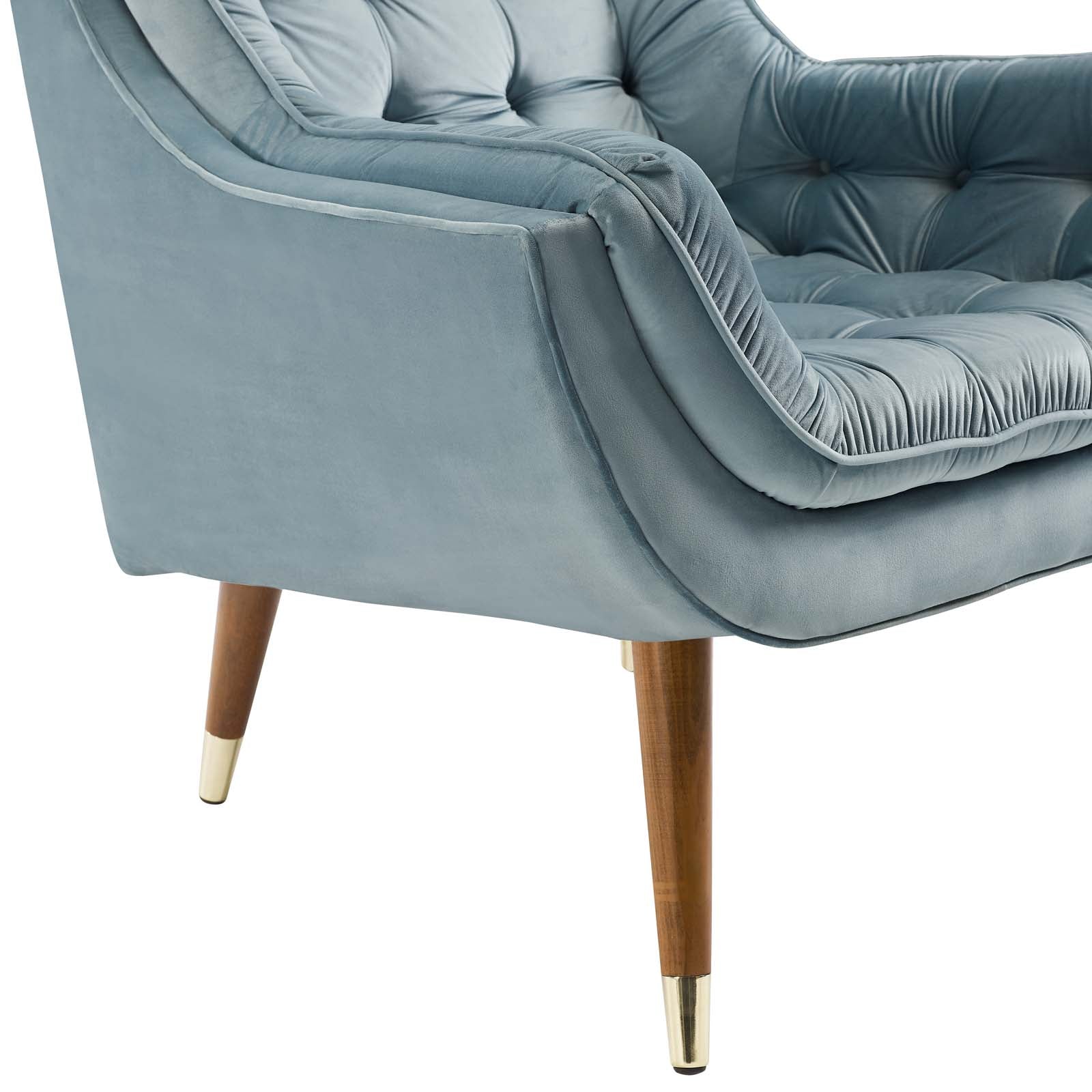 Modway Accent Chairs - Suggest Button Tufted Performance Velvet Lounge Chair Light Blue