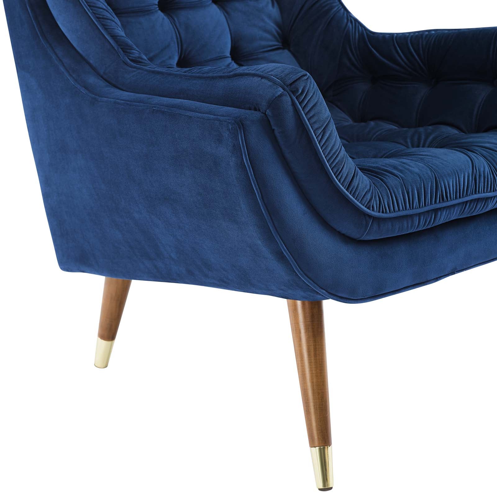 Modway Accent Chairs - Suggest Button Tufted Performance Velvet Lounge Chair Navy
