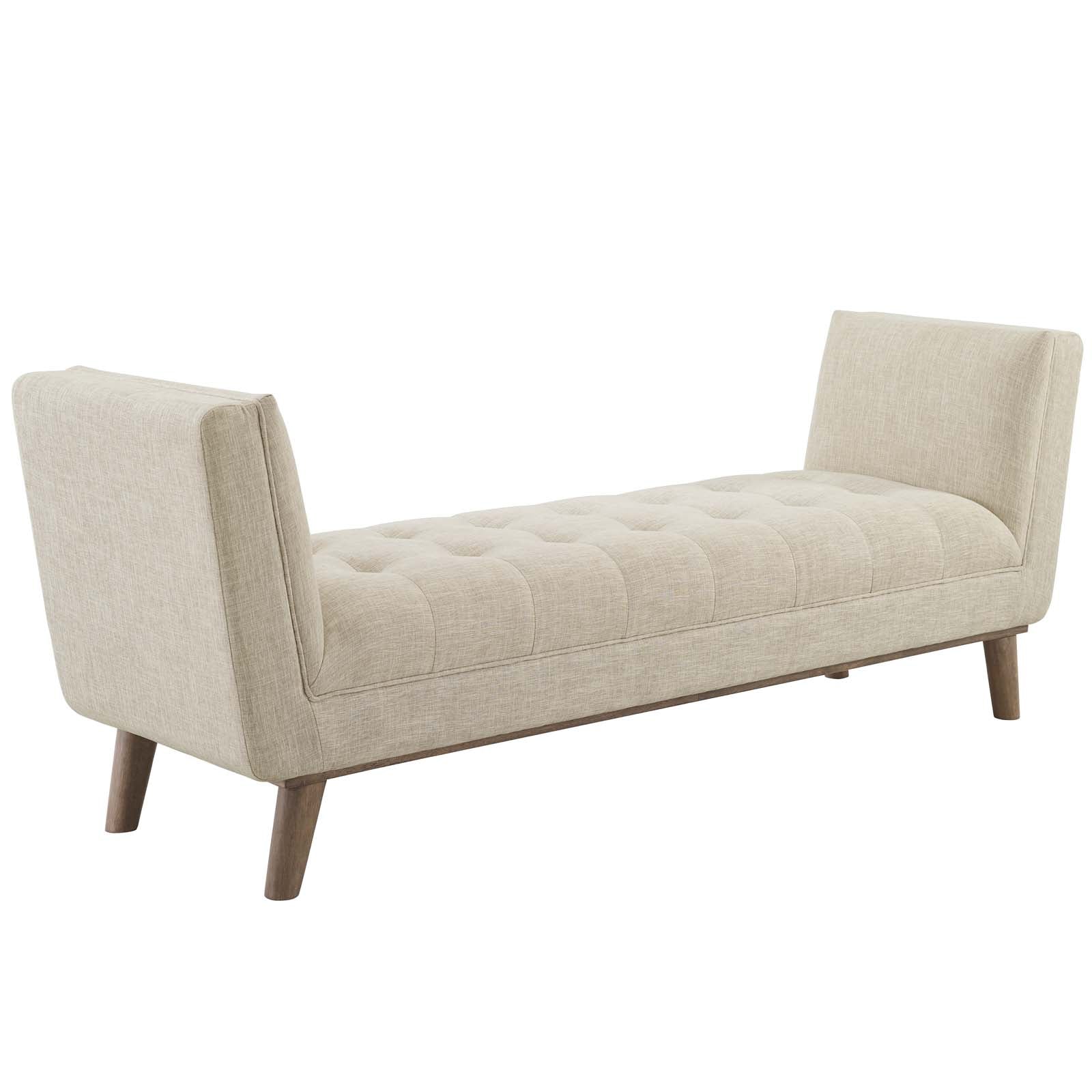Modway Benches - Haven Tufted Button Upholstered Fabric Accent Bench Beige