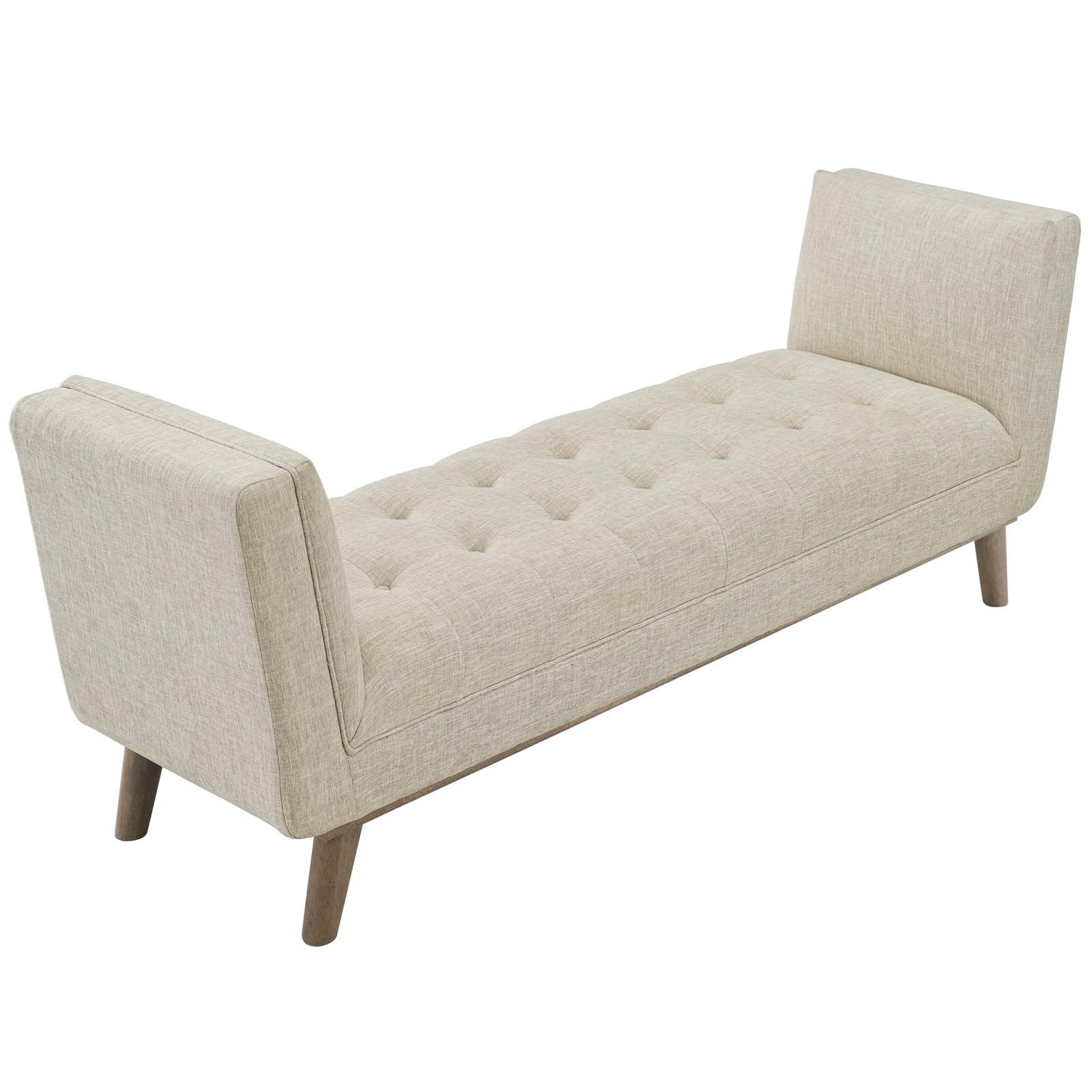 Modway Benches - Haven Tufted Button Upholstered Fabric Accent Bench Beige