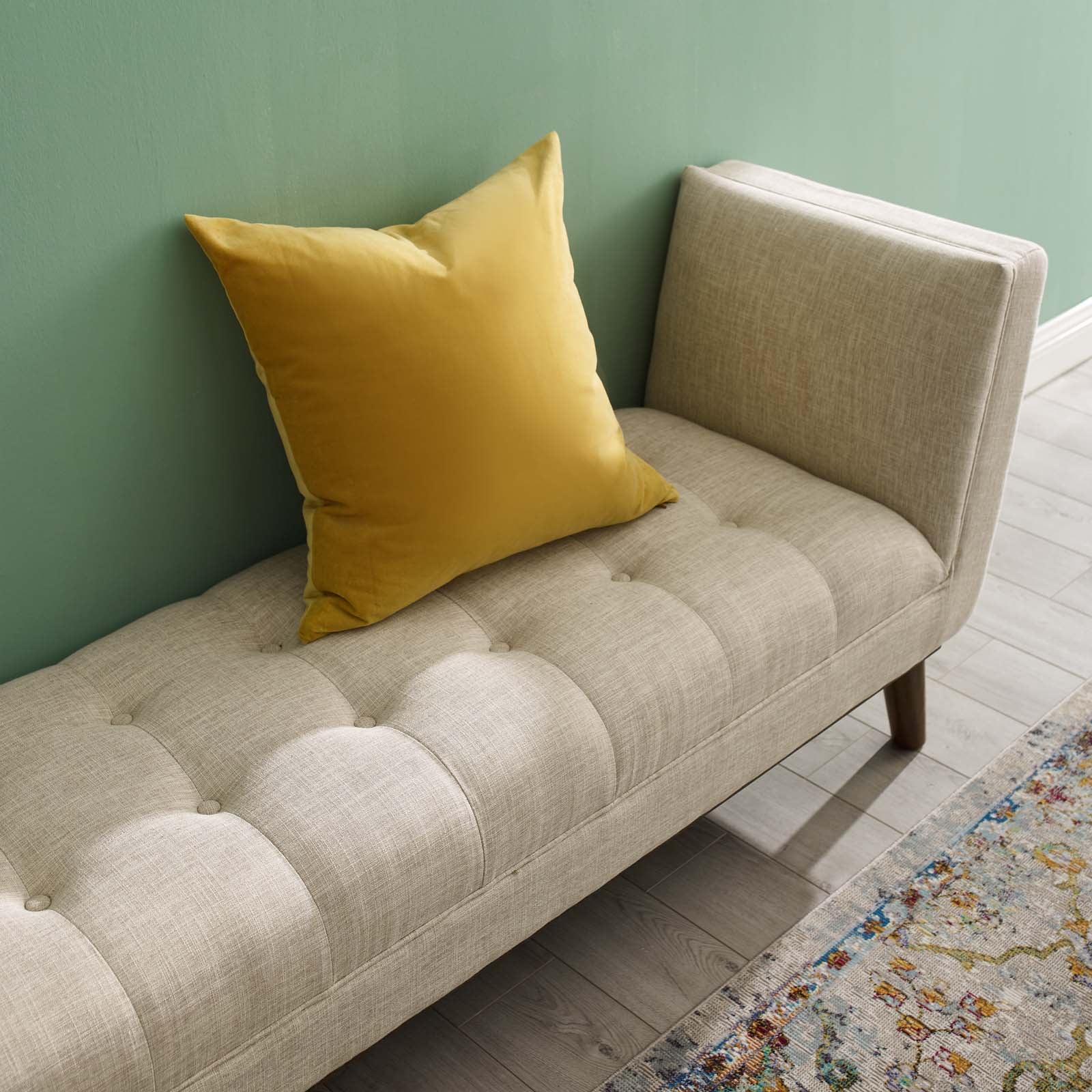 Modway Benches - Haven Tufted Button Upholstered Fabric Accent Bench Beige