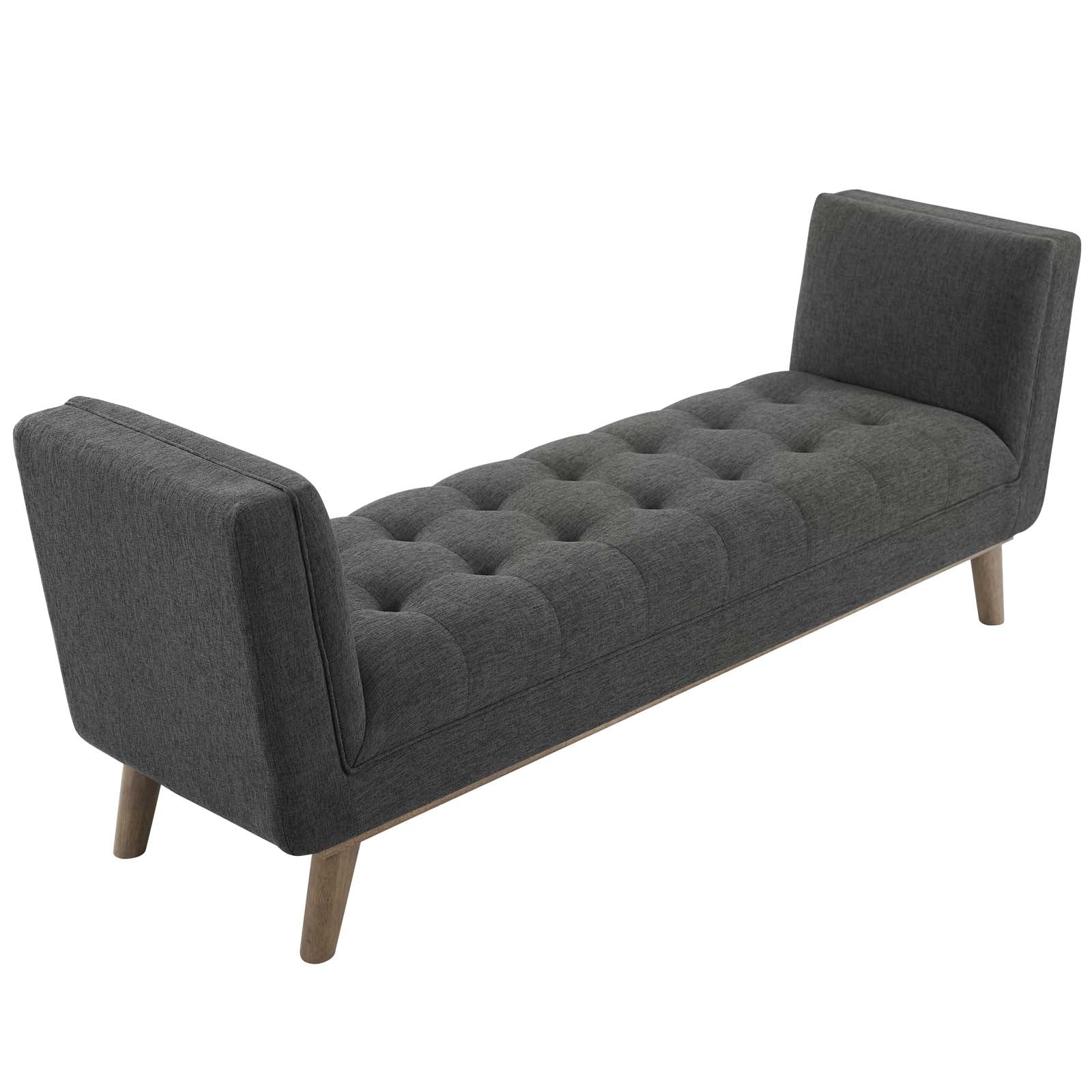Modway Benches - Haven Tufted Button Upholstered Fabric Accent Bench Gray
