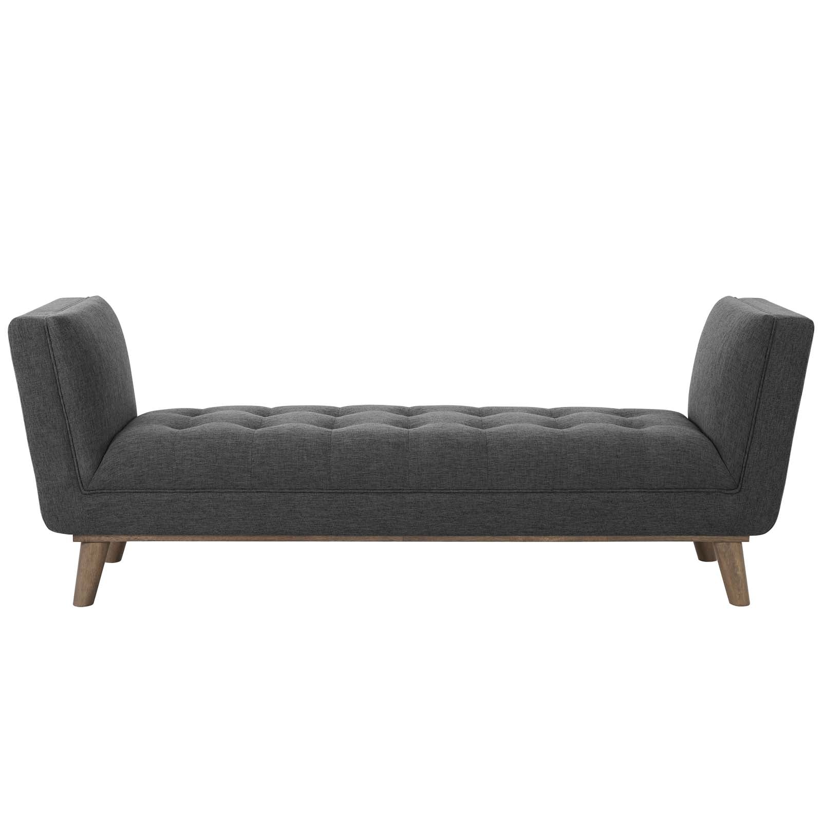 Modway Benches - Haven Tufted Button Upholstered Fabric Accent Bench Gray
