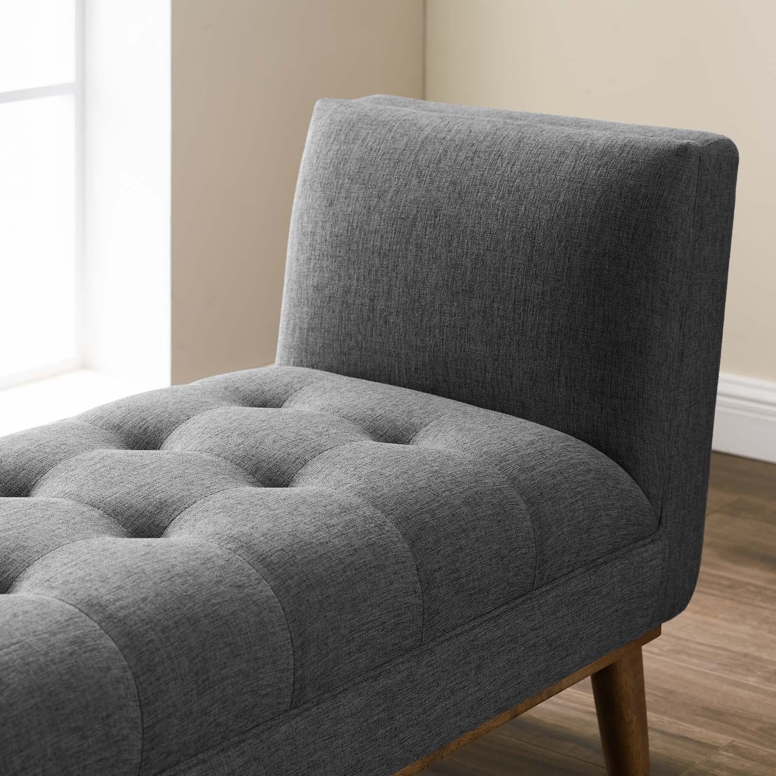 Modway Benches - Haven Tufted Button Upholstered Fabric Accent Bench Gray