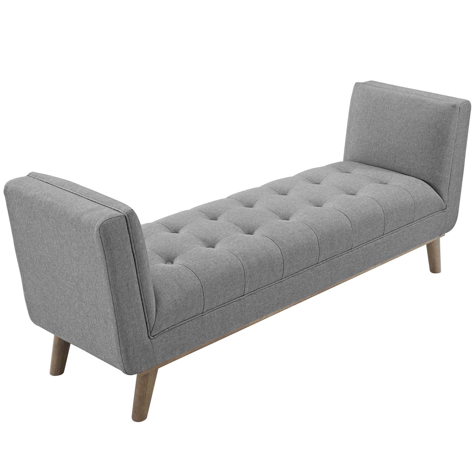 Modway Benches - Haven Tufted Button Accent Bench Light Gray
