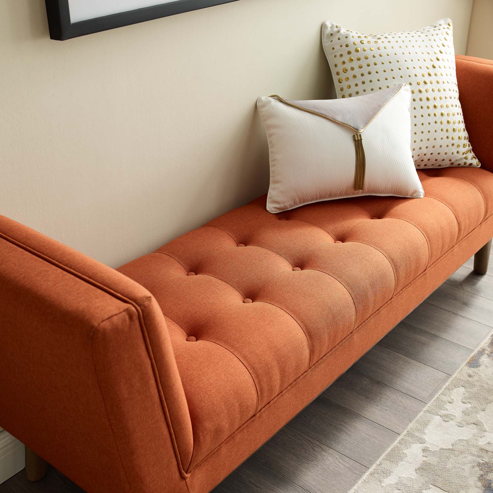 Modway Benches - Haven Tufted Button Upholstered Fabric Accent Bench Orange