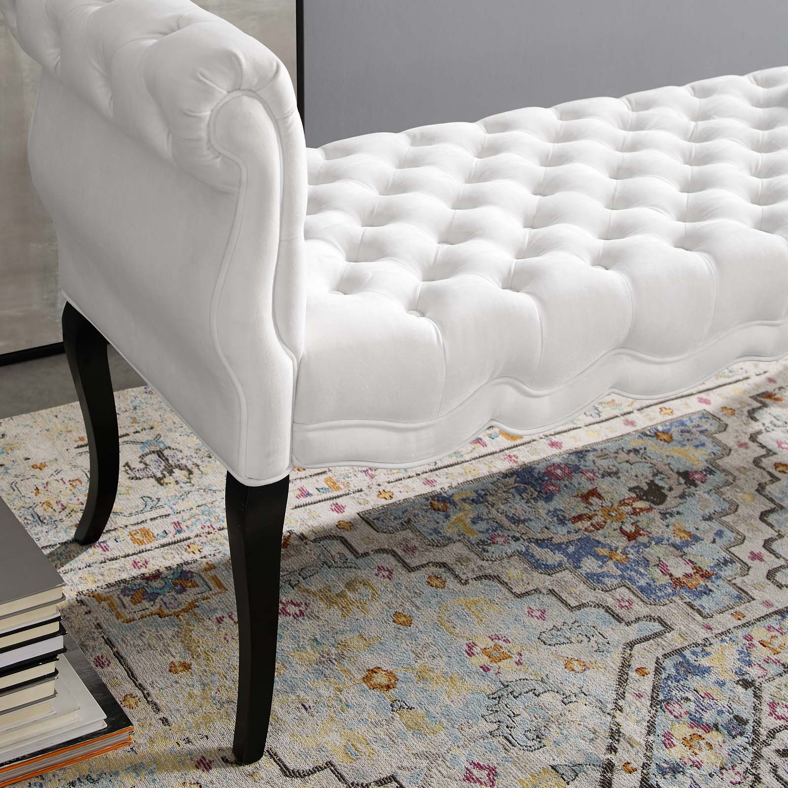 Modway Benches - Adelia Chesterfield Style Button Tufted Performance Velvet Bench White