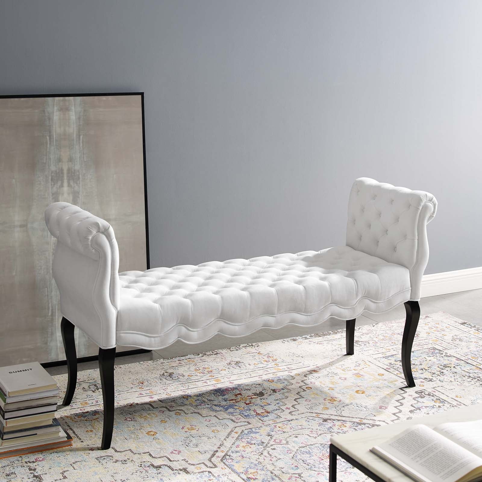 Modway Benches - Adelia Chesterfield Style Button Tufted Performance Velvet Bench White