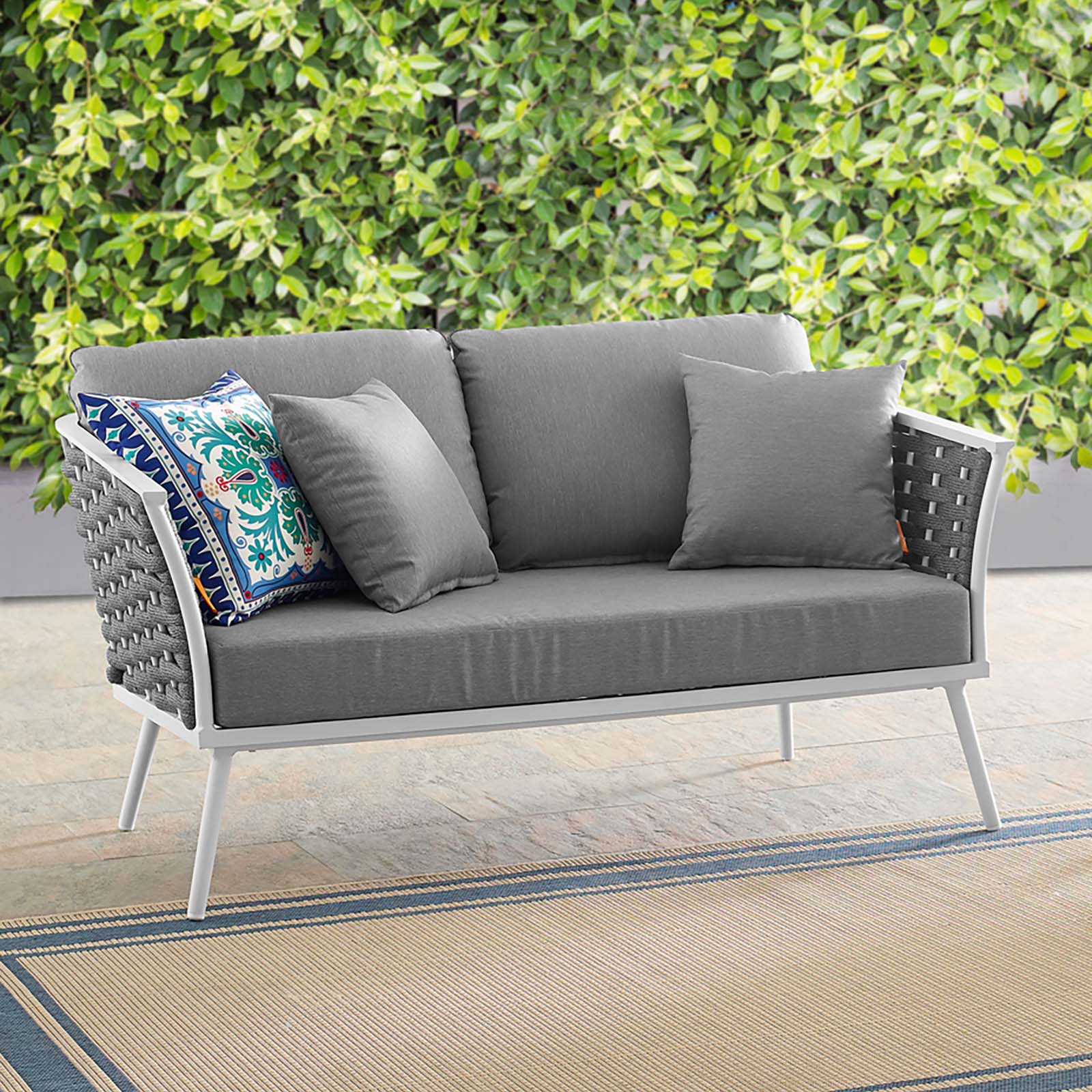 Modway Outdoor Sofas - Stance Outdoor Loveseat White & Gray