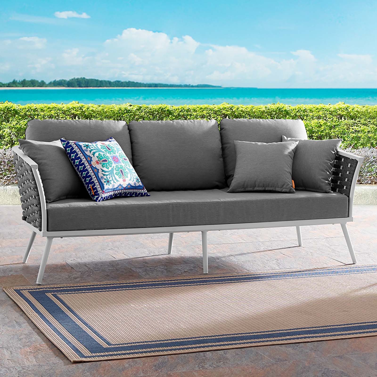 Modway Outdoor Sofas - Stance Outdoor Sofa White & Gray