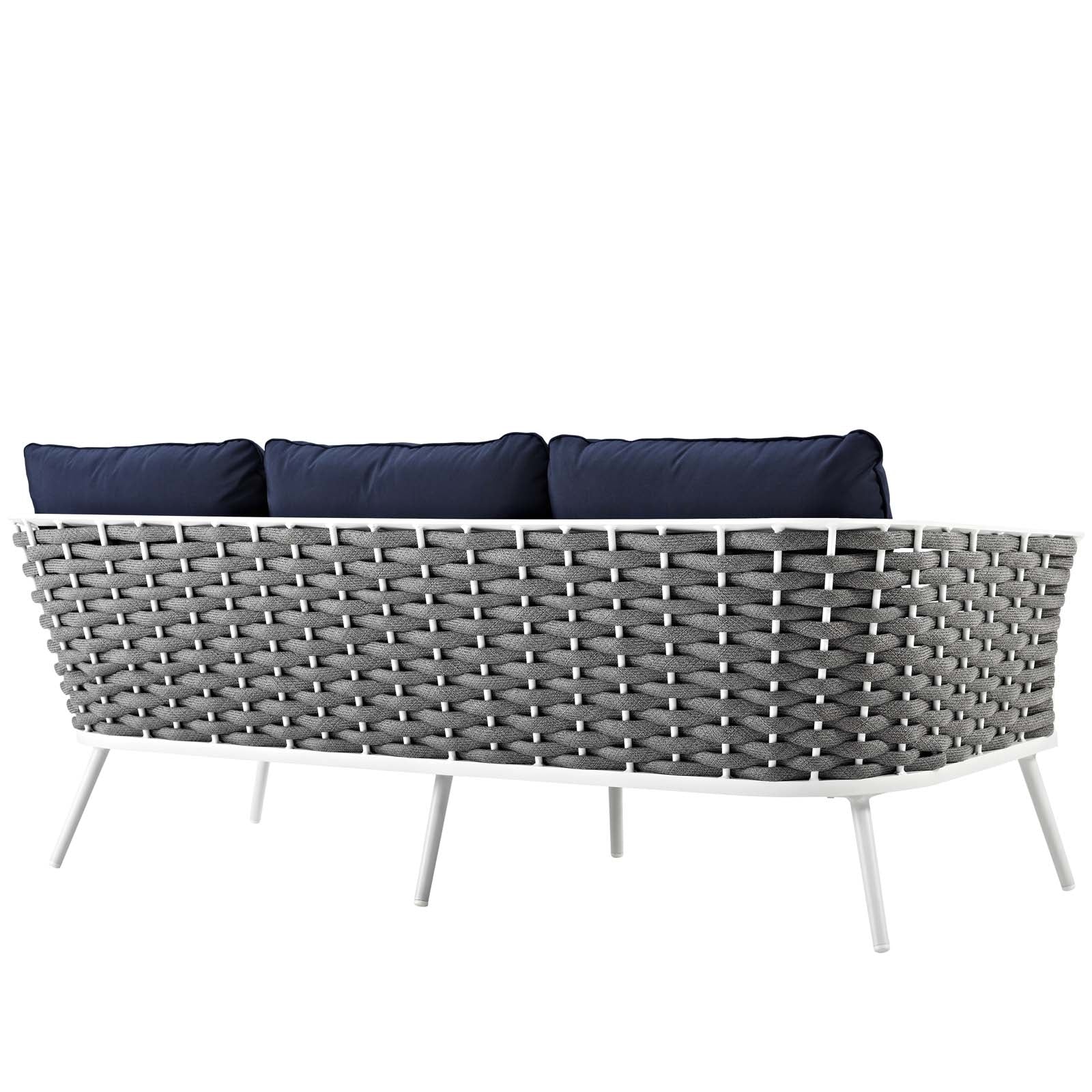 Stance Outdoor Patio Aluminum Sofa White navy