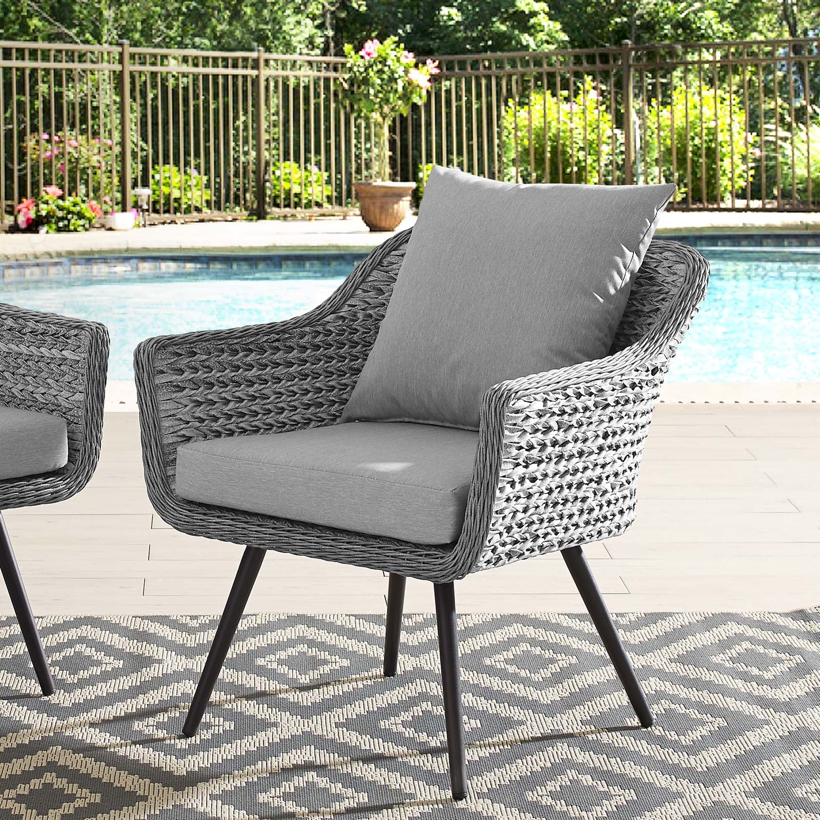 Modway Outdoor Chairs - Endeavor Outdoor Armchair Gray