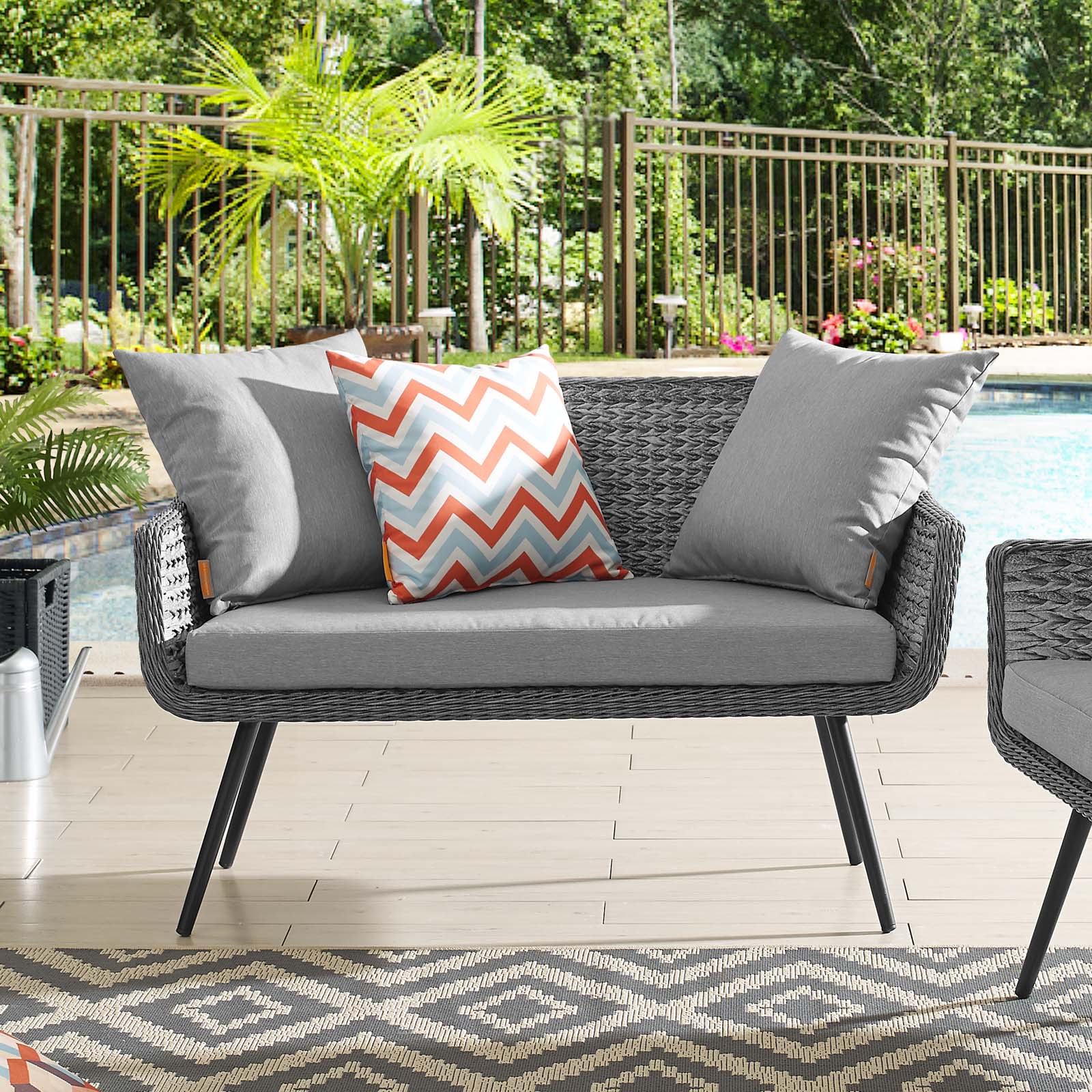 Modway Outdoor Sofas - Endeavor Outdoor Loveseat Gray