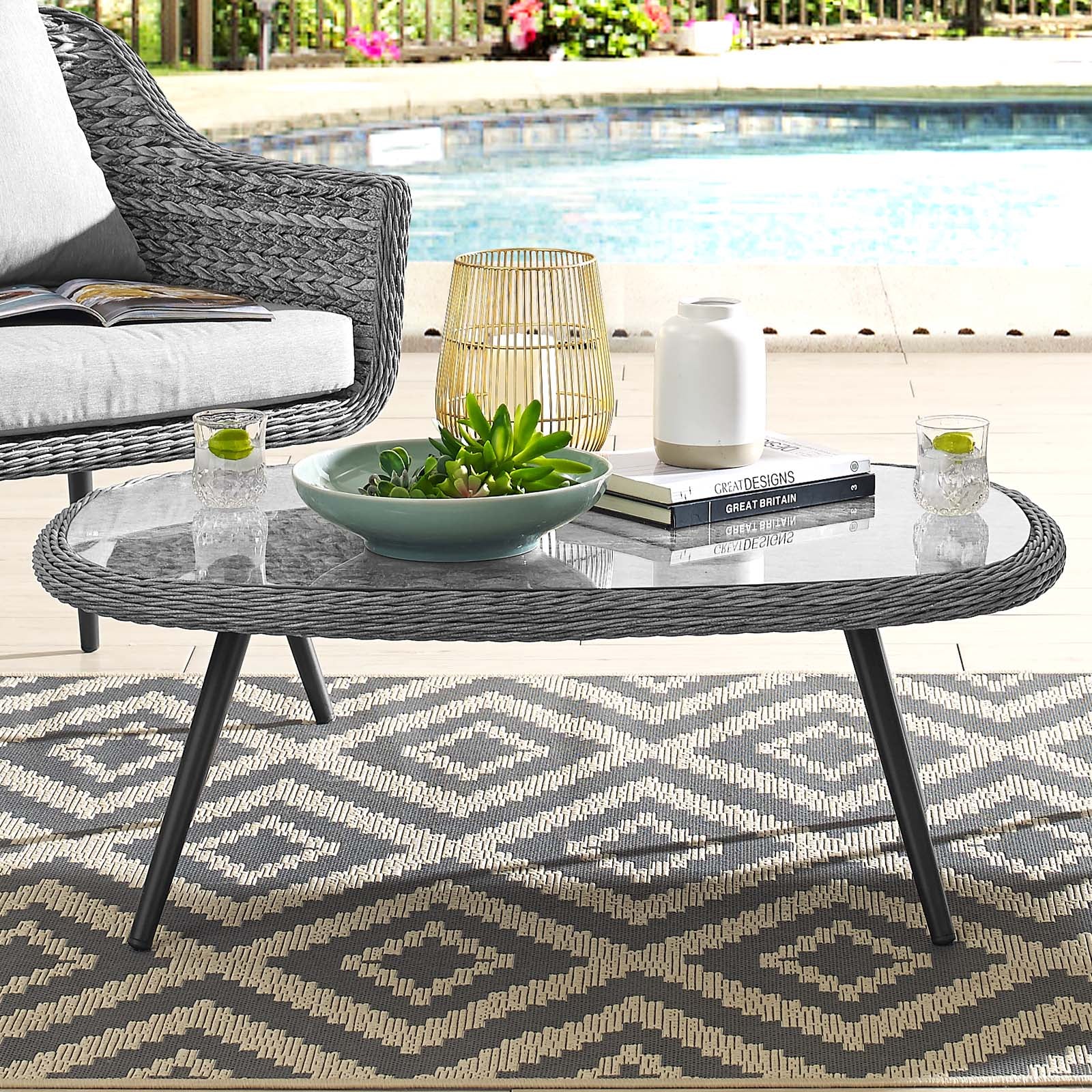 Modway Outdoor Coffee Tables - Endeavor Outdoor Coffee Table Gray