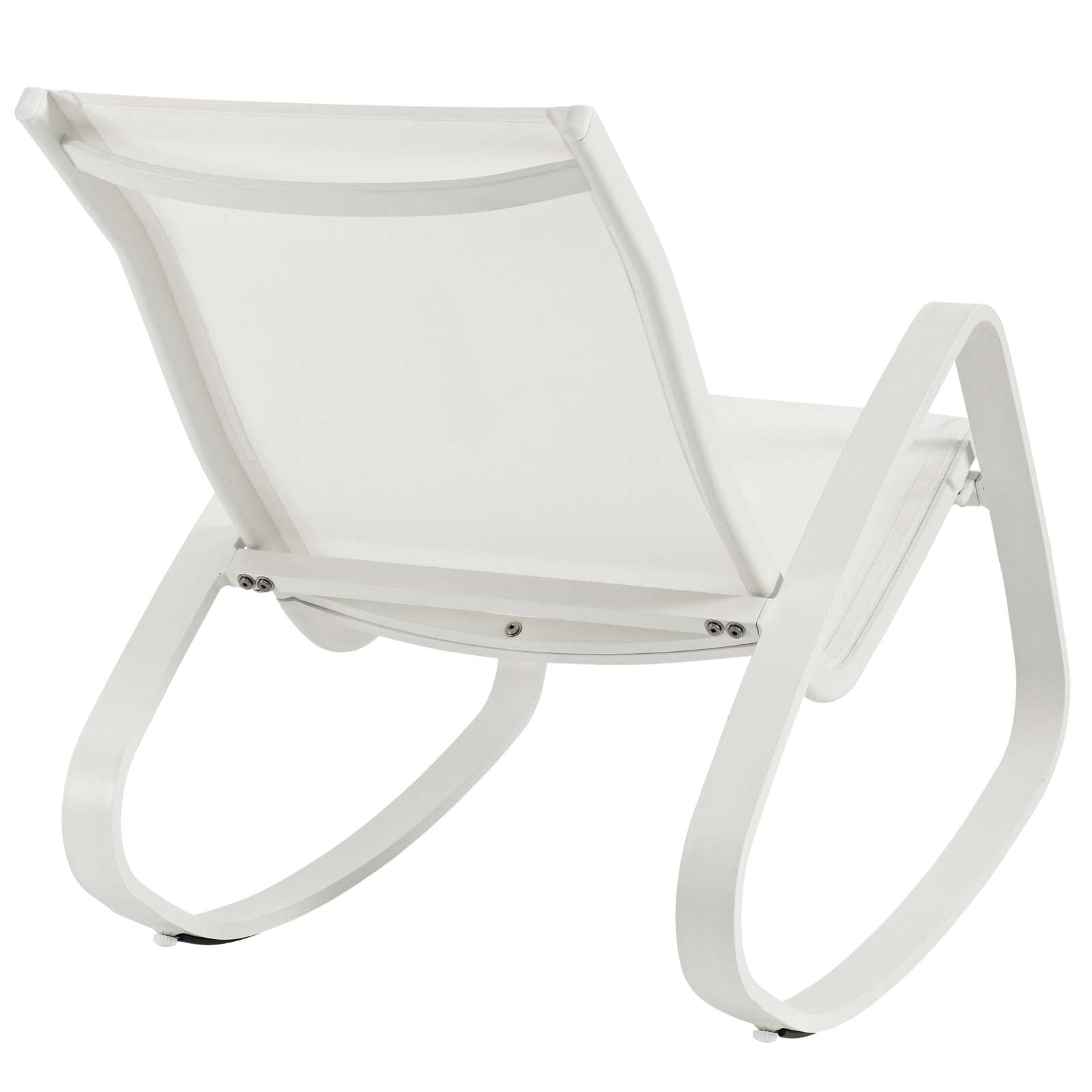 Modway Outdoor Chairs - Traveler Rocking Outdoor Patio Mesh Sling Lounge Chair White White