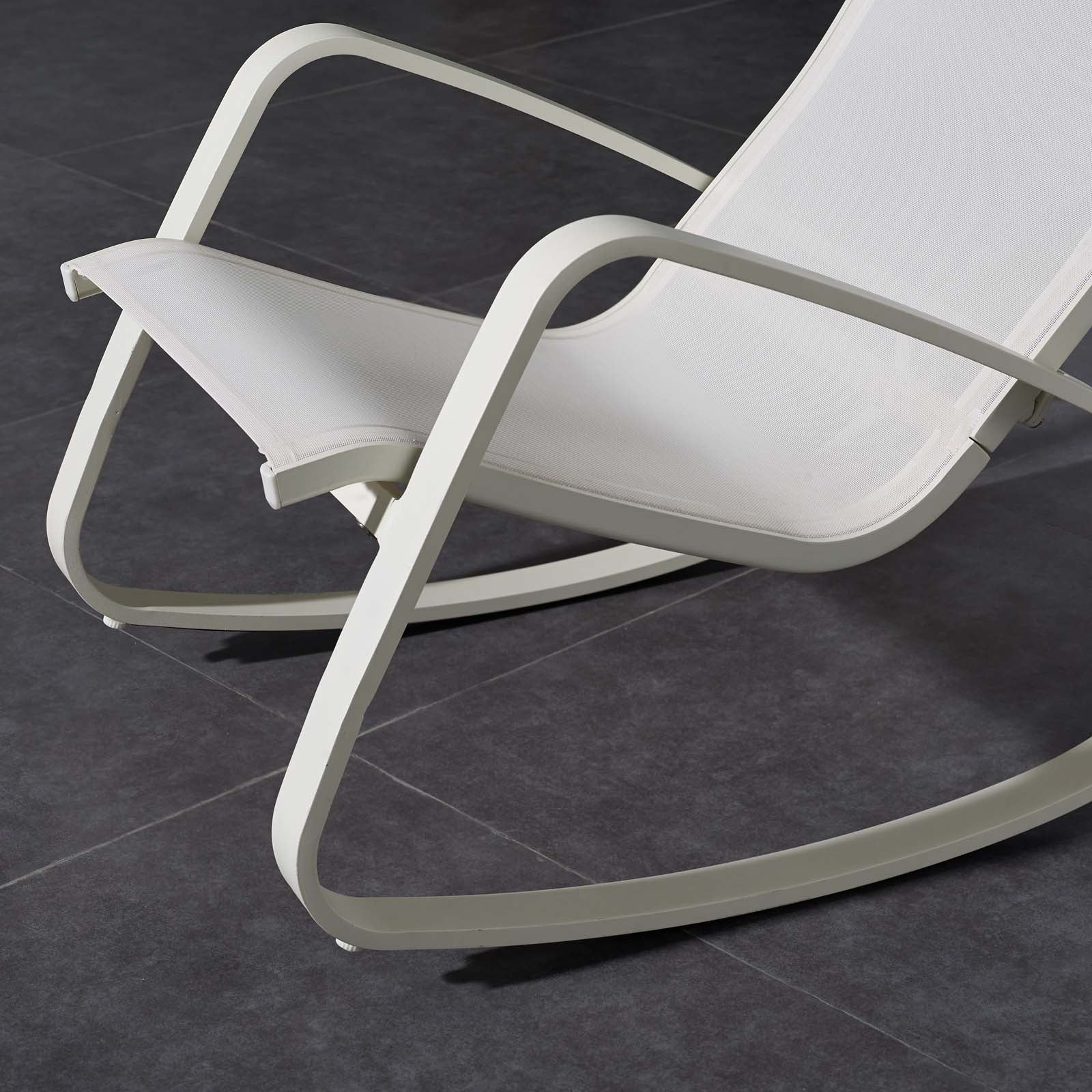 Modway Outdoor Chairs - Traveler Rocking Outdoor Patio Mesh Sling Lounge Chair White White