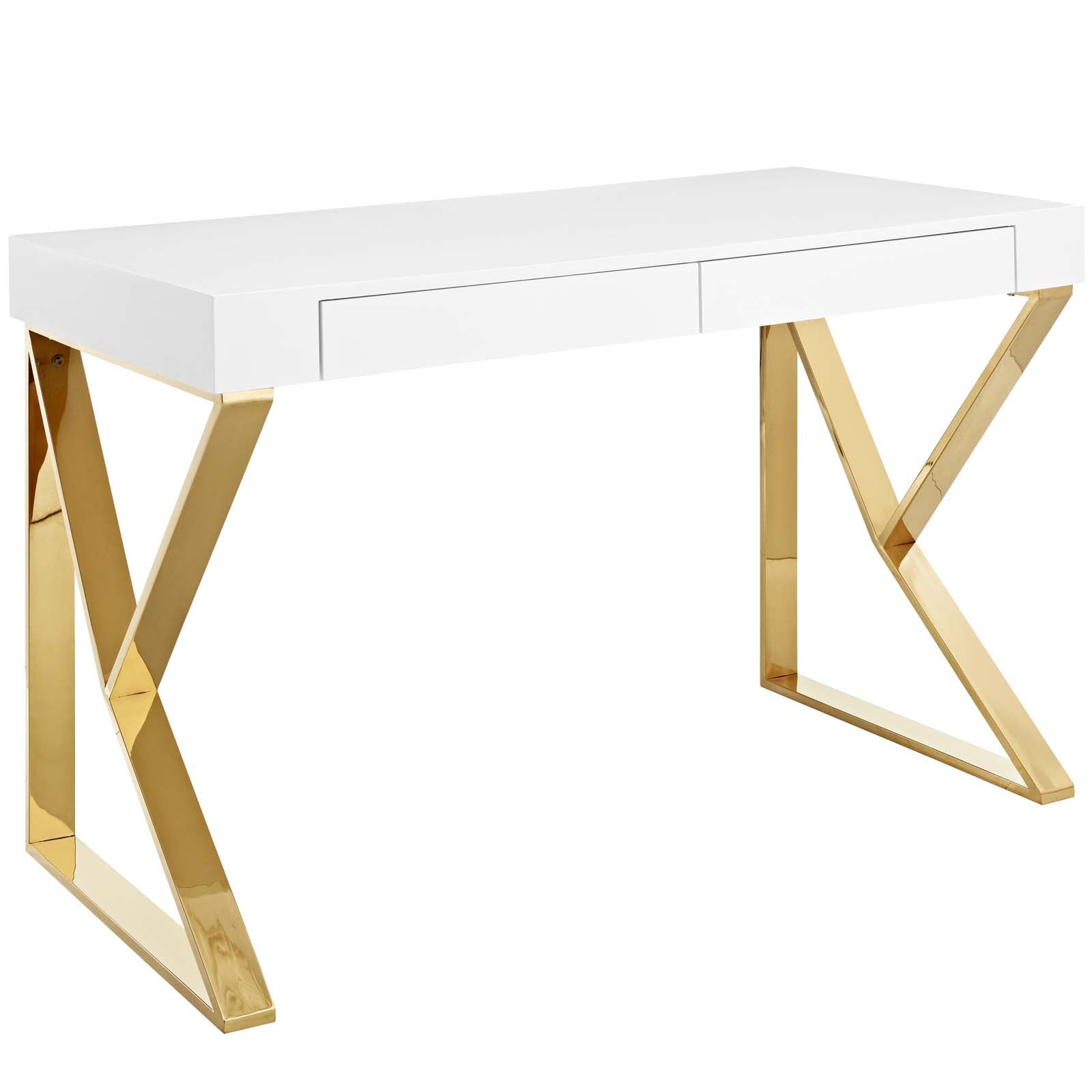 Modway Desks - Adjacent Desk White And Gold