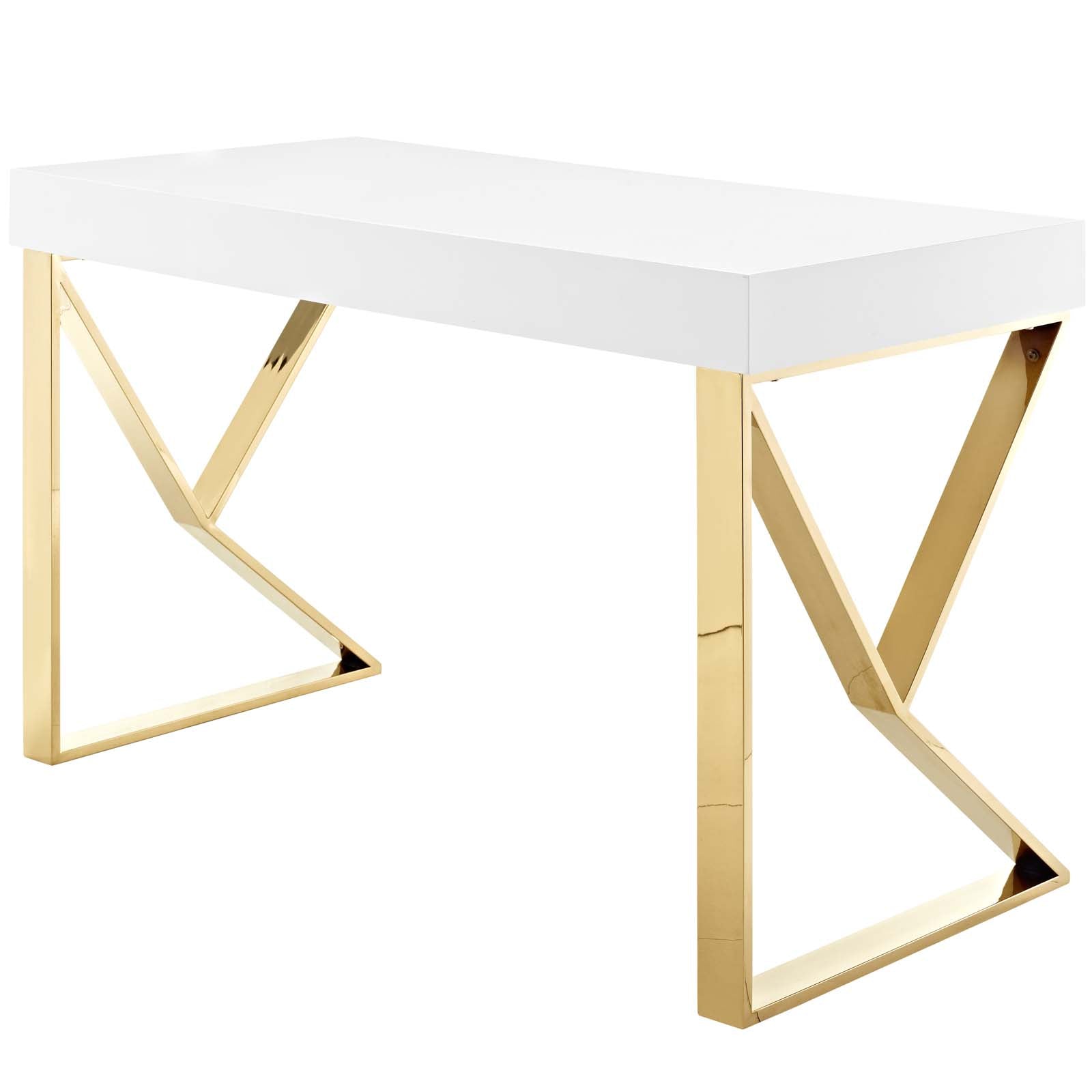 Modway Desks - Adjacent Desk White And Gold