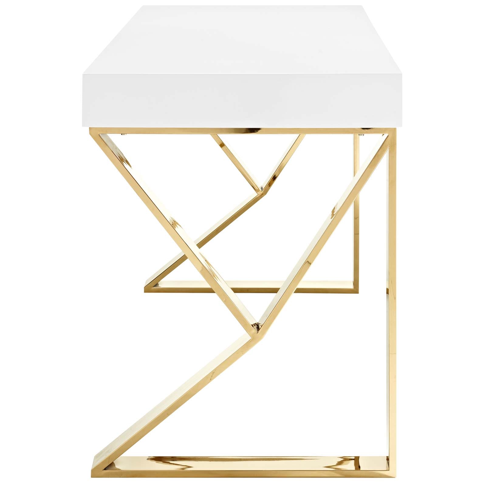 Modway Desks - Adjacent Desk White And Gold