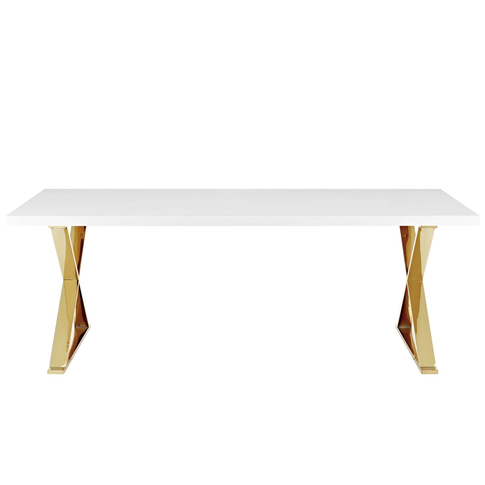Modway Dining Tables - Sector Dining Table White And Gold