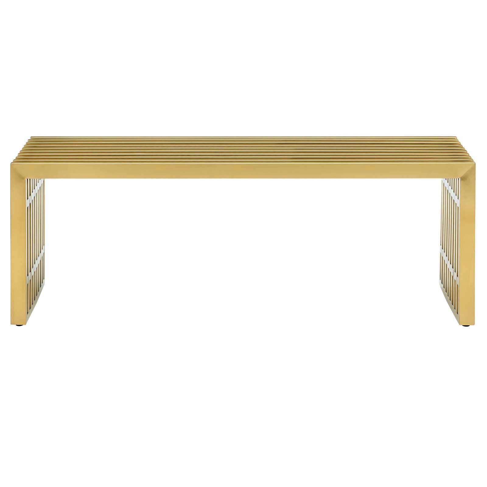 Modway Benches - Gridiron Medium Stainless Steel Bench Gold