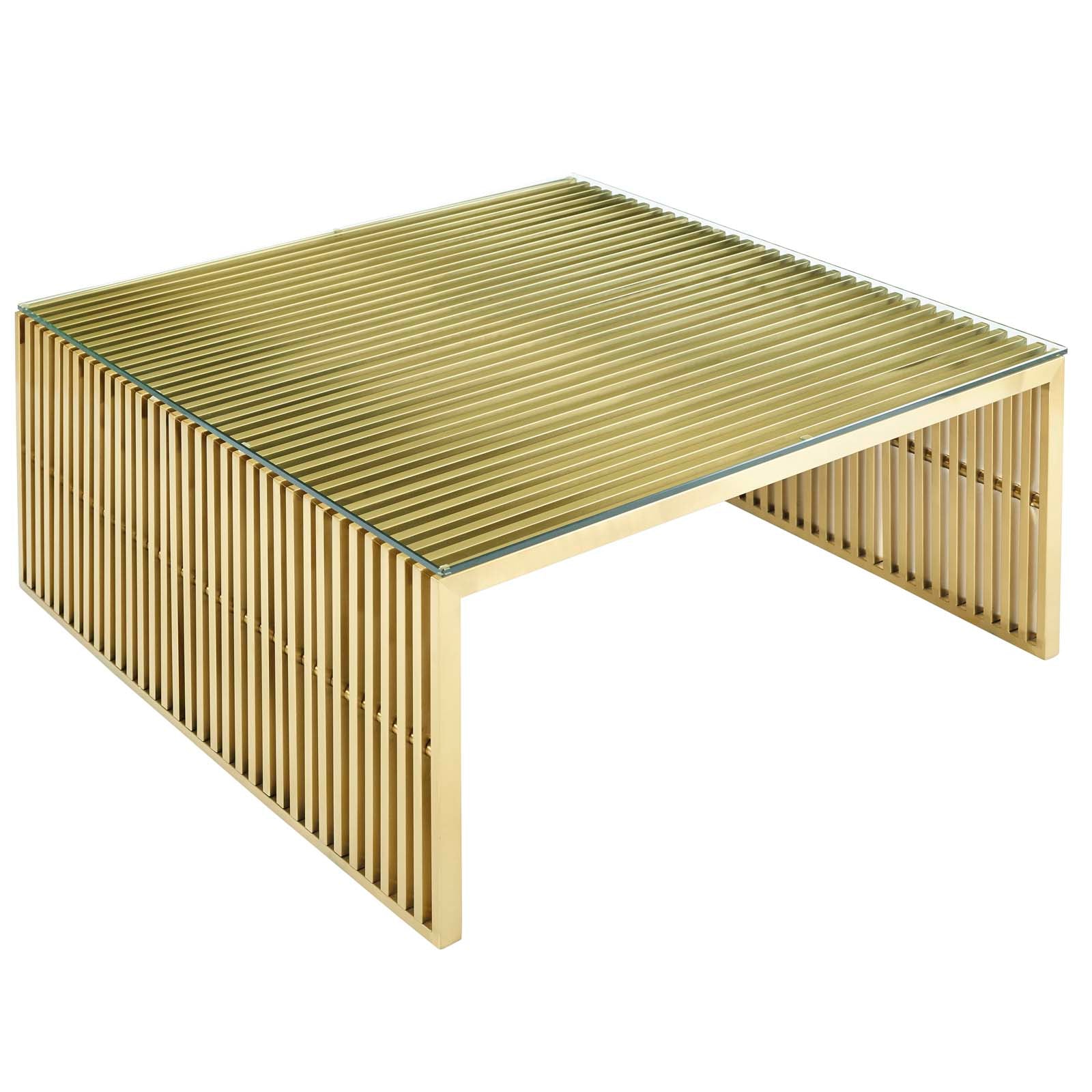 Modway Coffee Tables - Gridiron Stainless Steel Coffee Table Gold