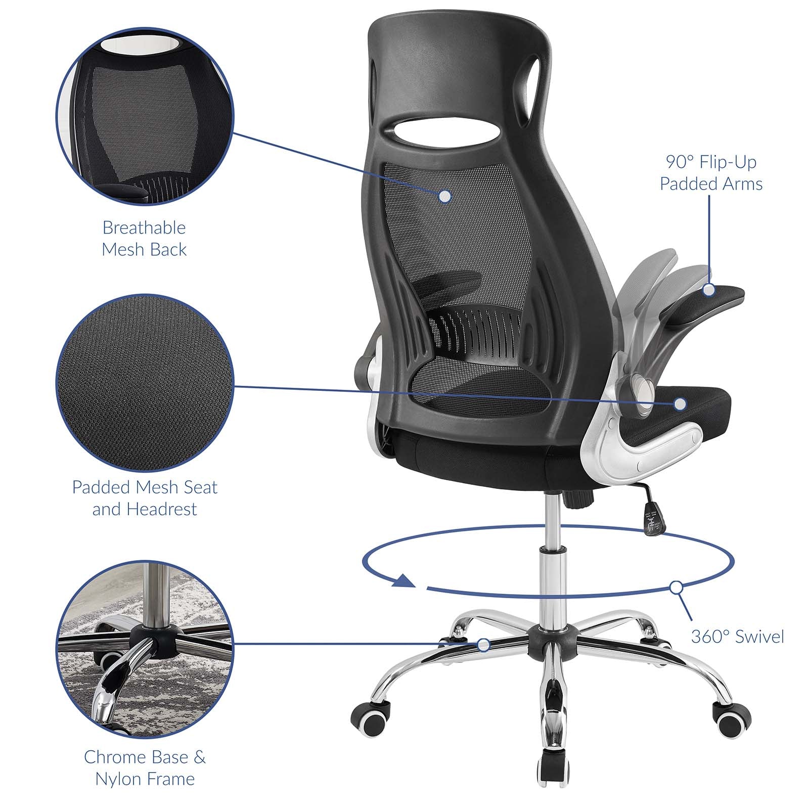 Modway Task Chairs - Expedite Highback Office Chair Black