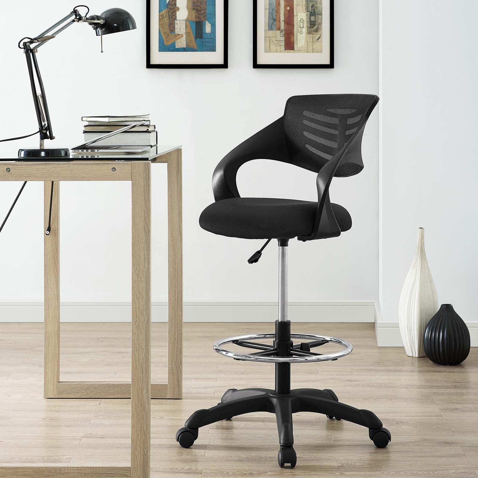 Modway Task Chairs - Thrive Mesh Drafting Chair Black