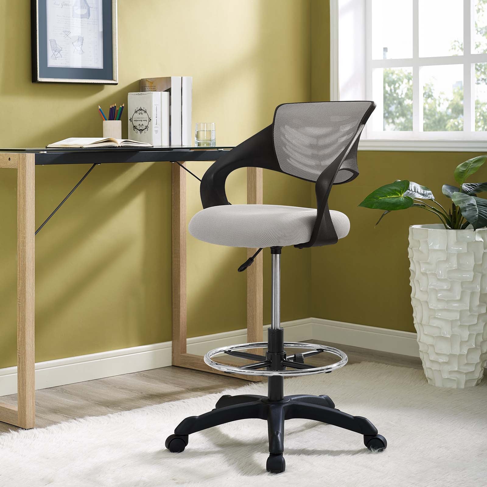 Modway Task Chairs - Thrive Mesh Drafting Chair Gray