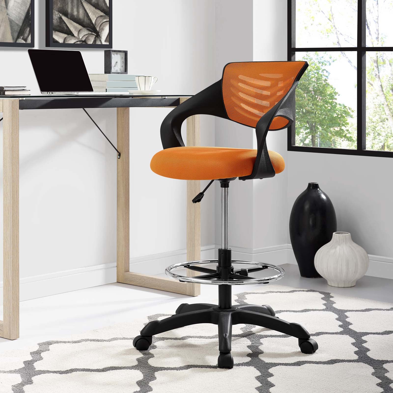 Modway Task Chairs - Thrive Mesh Drafting Chair Orange