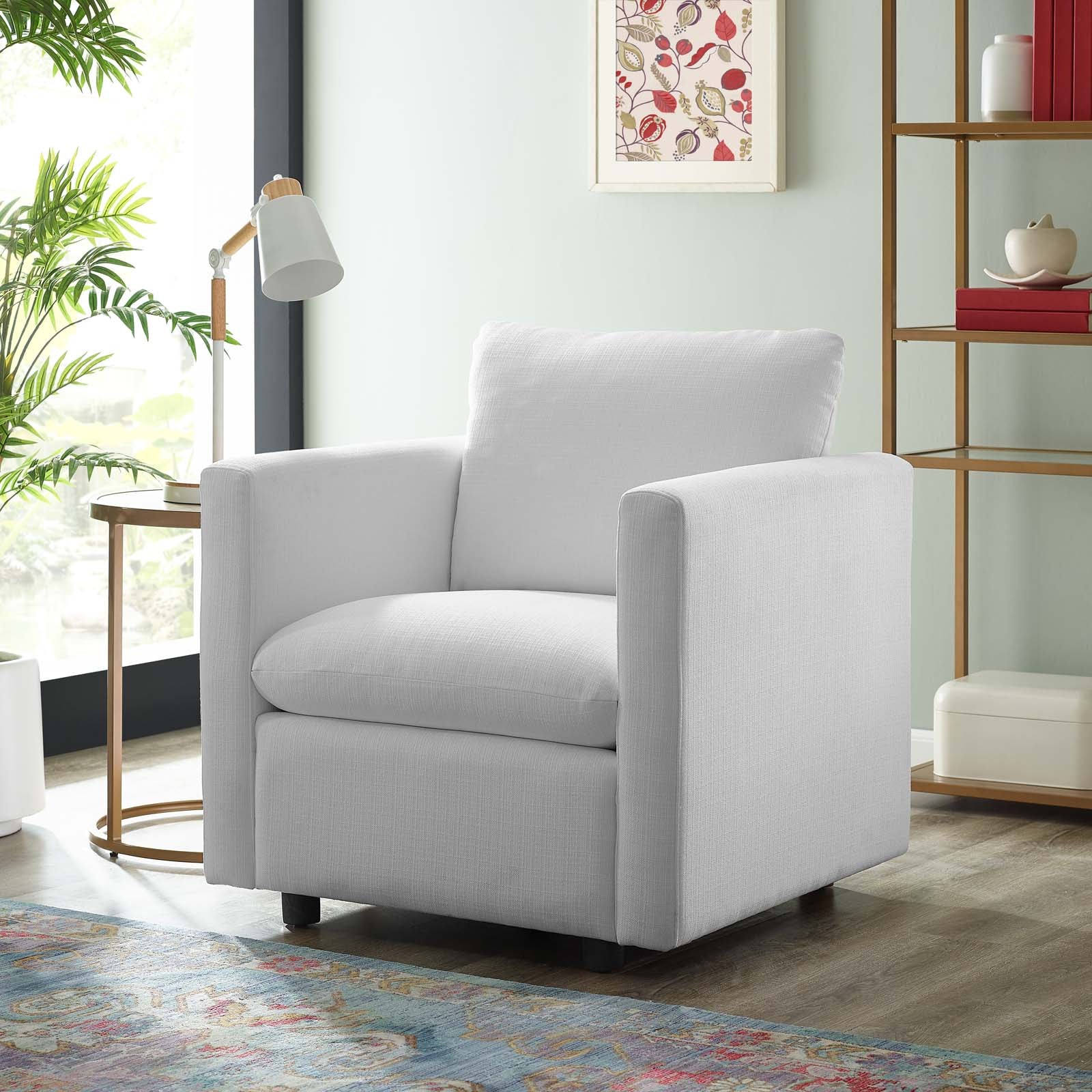 Modway Accent Chairs - Activate Upholstered Fabric Armchair White