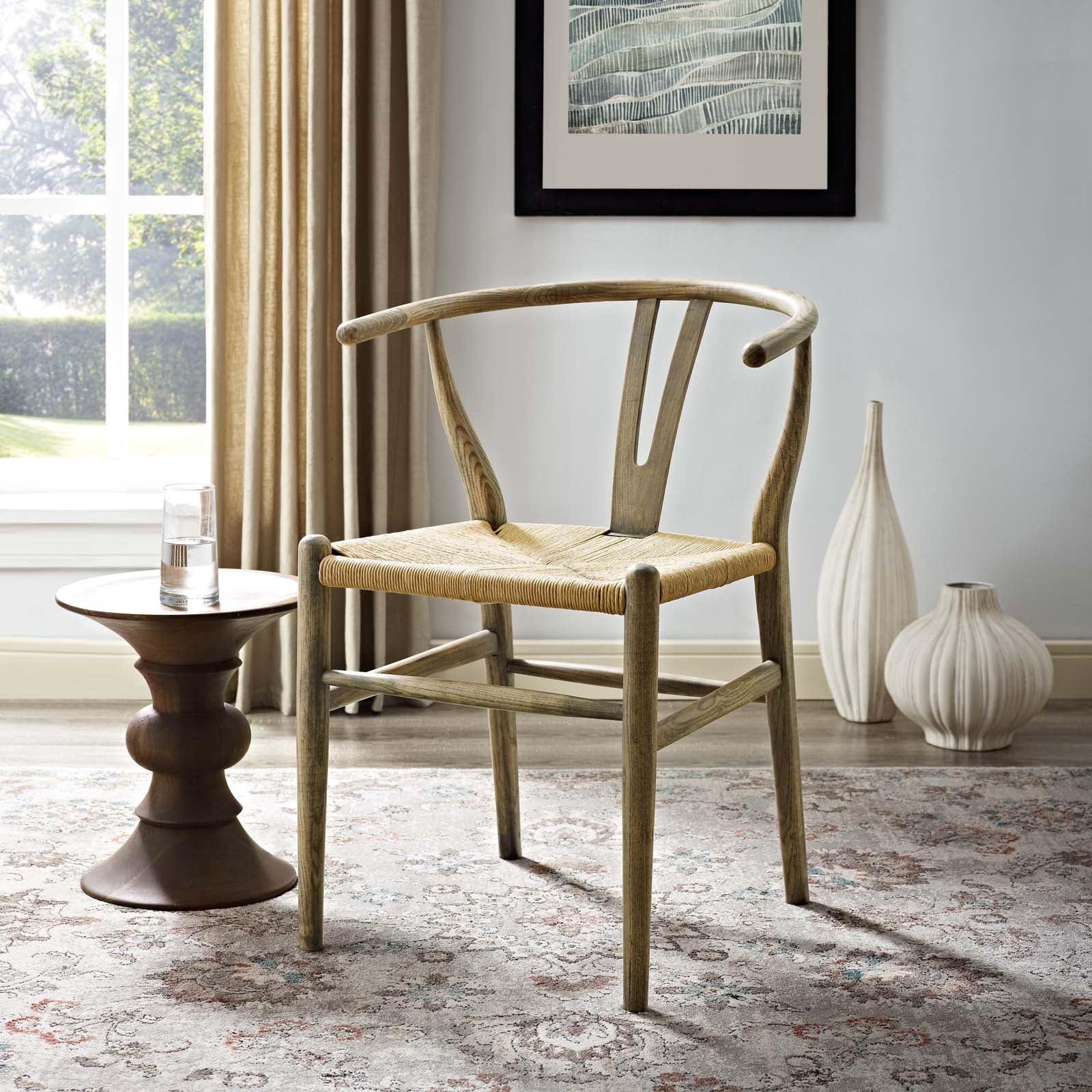 Modway Dining Chairs - Amish Dining Wood Side Chair Weathered Gray