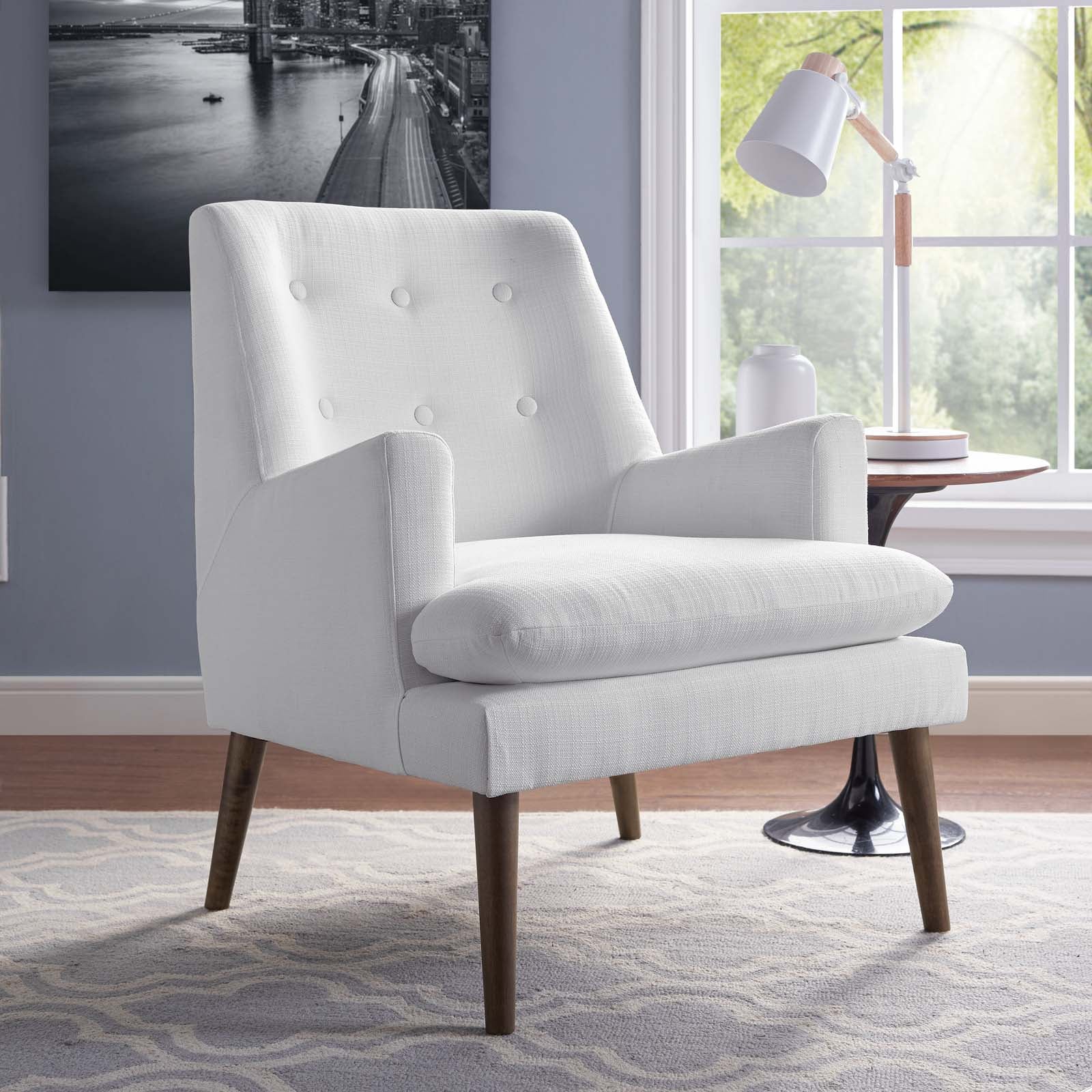 Modway Accent Chairs - Leisure Upholstered Lounge Chair White