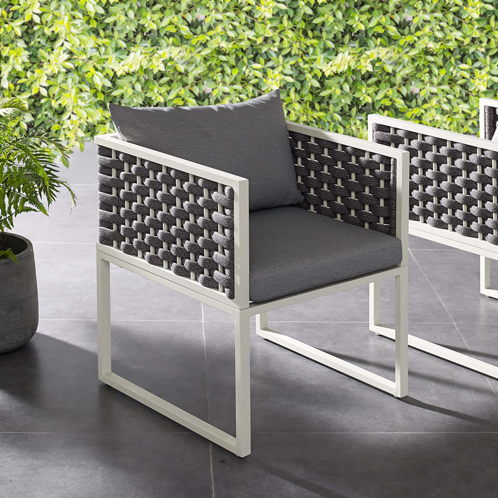 Modway Outdoor Dining Chairs - Stance Outdoor Dining Armchair White & Gray