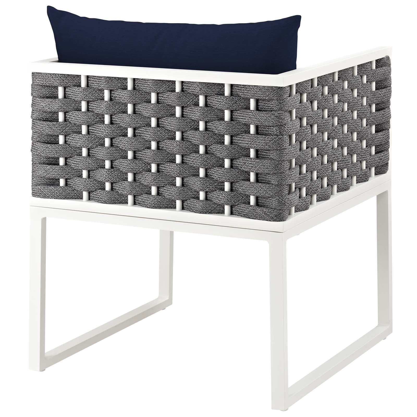 Modway Outdoor Dining Chairs - Stance Outdoor Patio Aluminum Dining Armchair White Navy